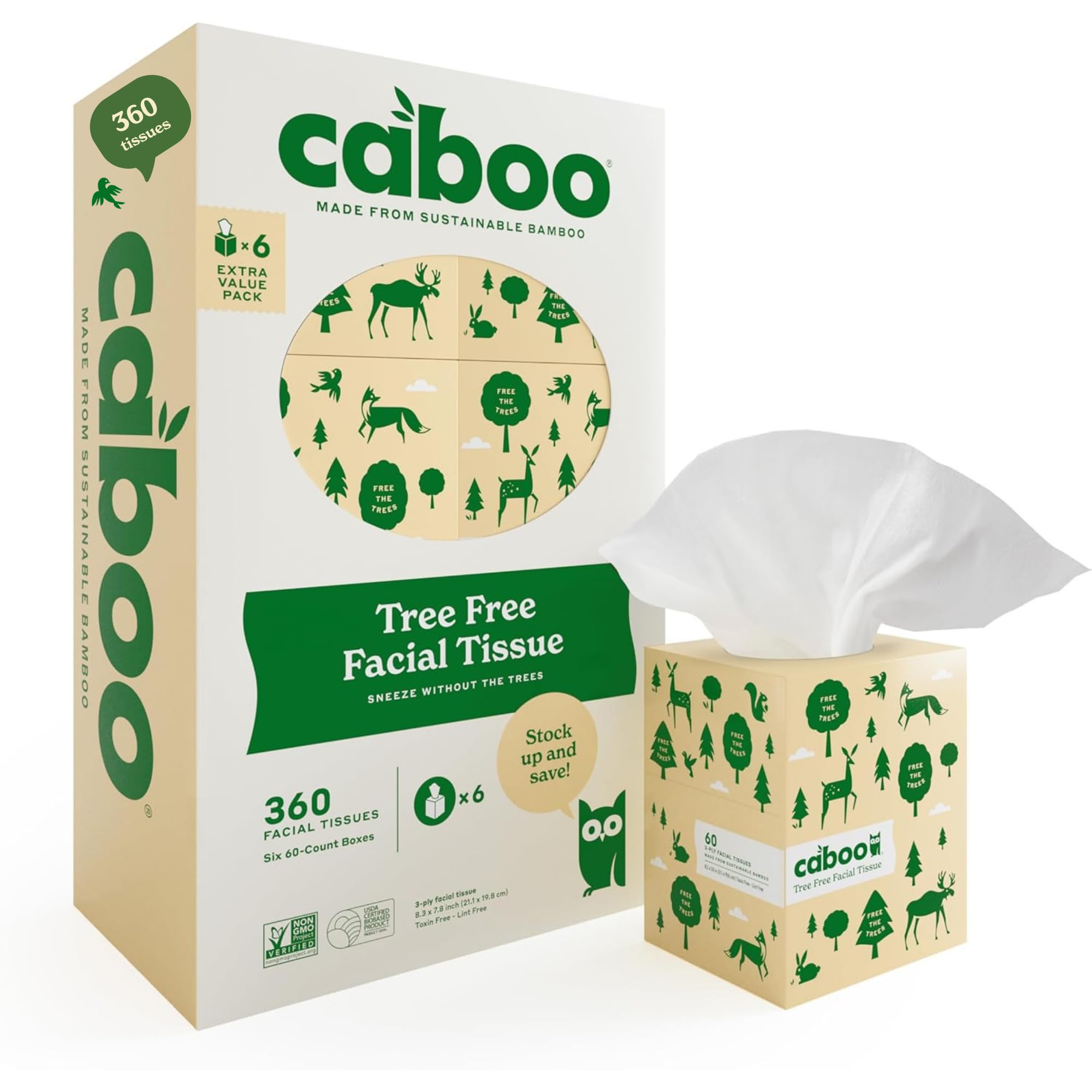 Caboo Tree Free Facial Tissue Box – Soft & Safe

