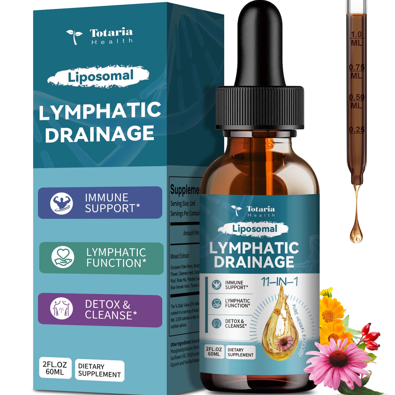 Totaria Liposomal Lymphatic Drops – 11-in-1 Organic Lymphatic Support