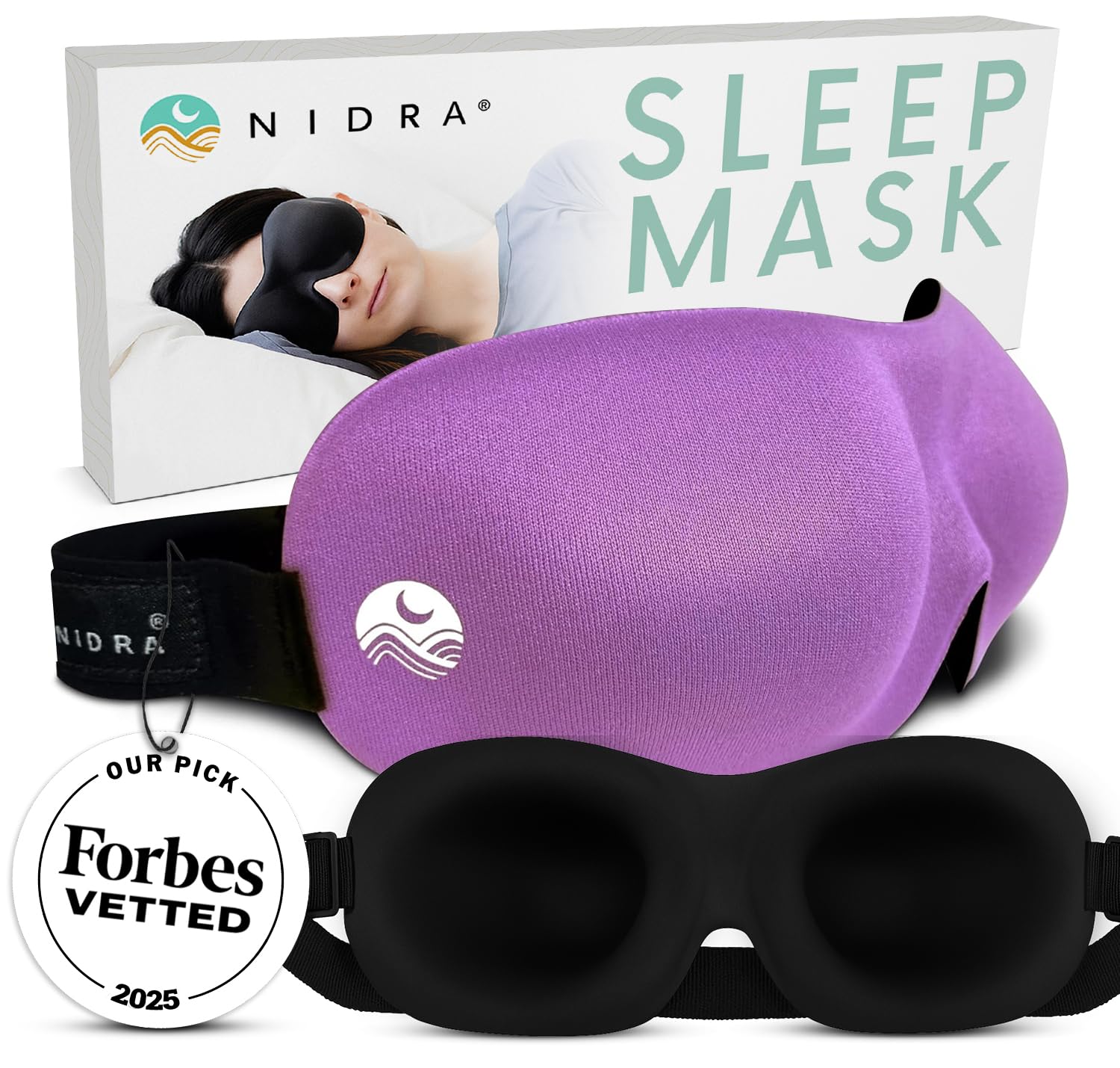Nidra Contoured Sleep Mask for Side Sleepers - Zero Pressure Eye Shade