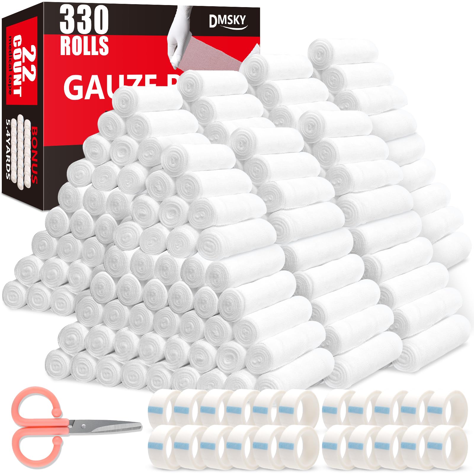 DMSKY Gauze Rolls - Individually Wrapped Non-Sterile Wound Care Bandage