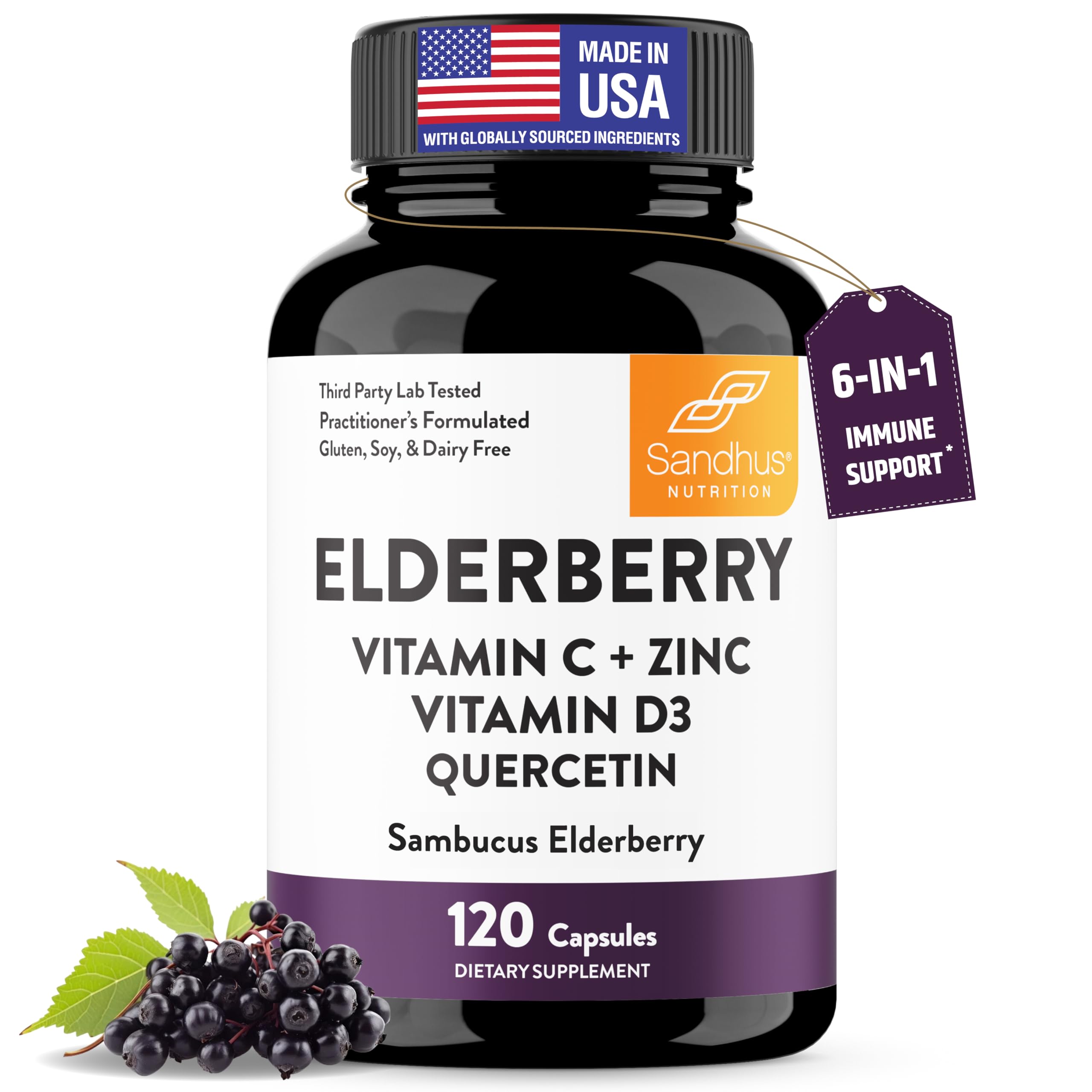 Elderberry Immune Support Capsules with Vitamin C and Zinc

