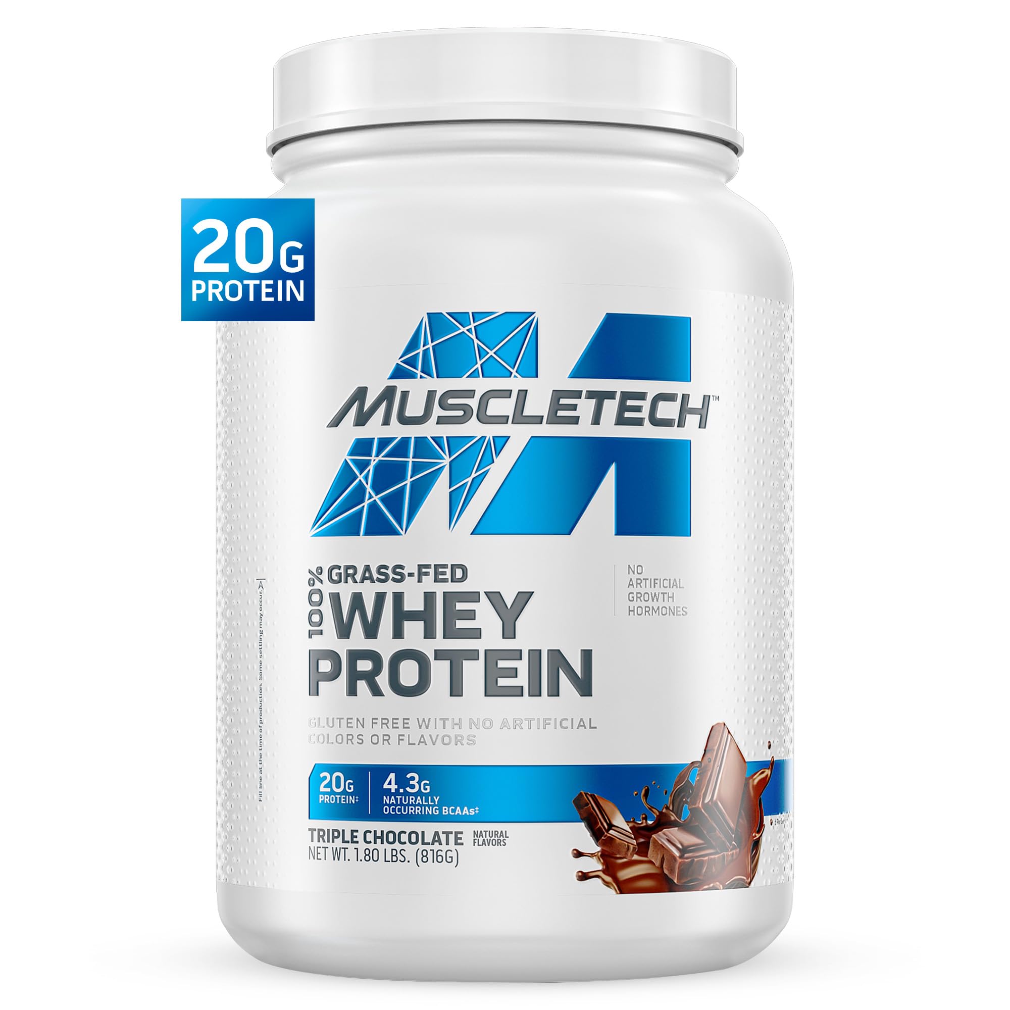 MuscleTech Grass-Fed Whey Protein Powder - Non-GMO & Gluten-Free