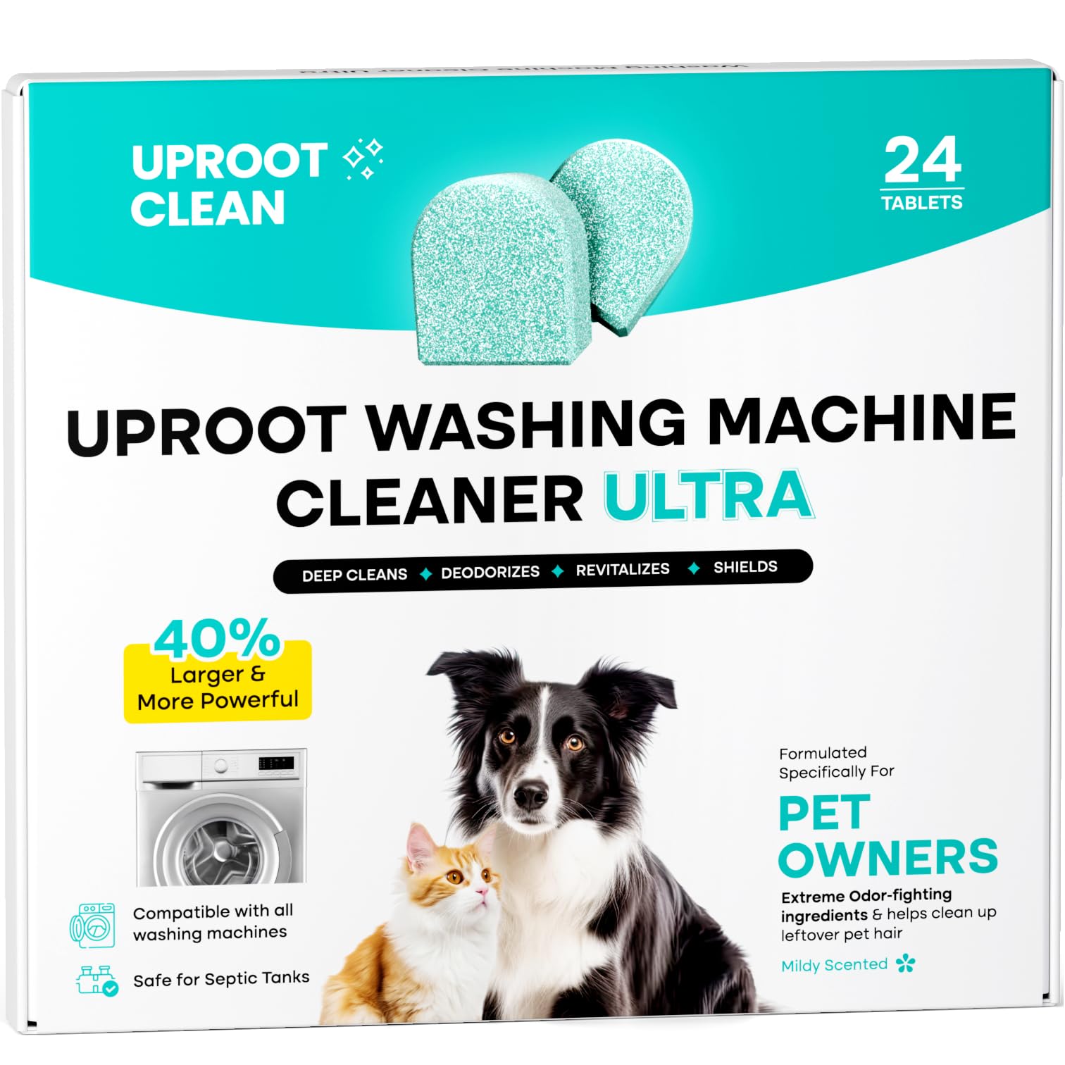 Uproot Clean Washing Machine Cleaner Tablets for Odor and Residue Removal