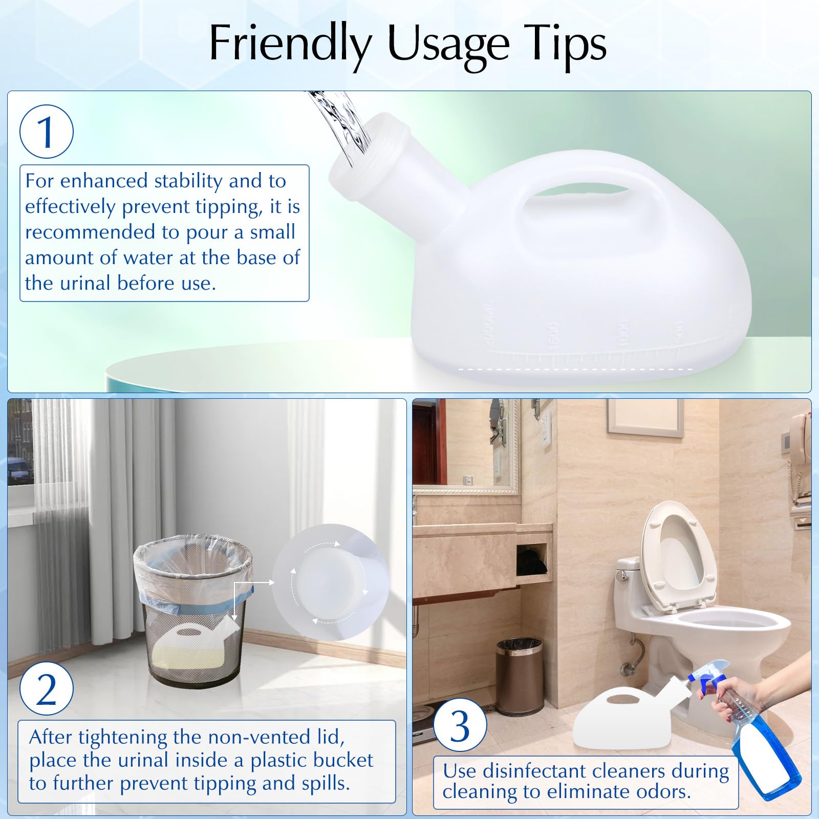 OOCOME Urinal Bottle for Men | Spill-Proof 2000 ml

