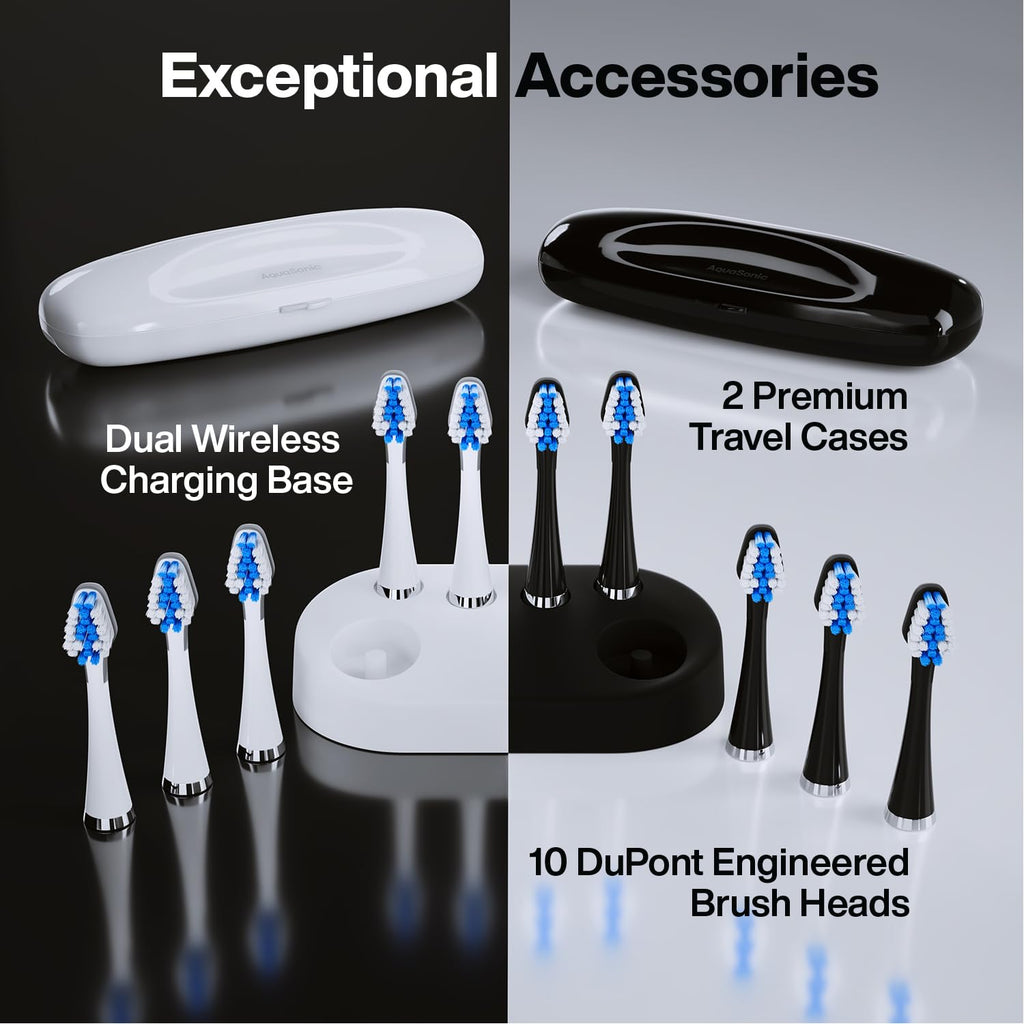 AquaSonic Duo Electric Toothbrush Set - Wireless Charging

