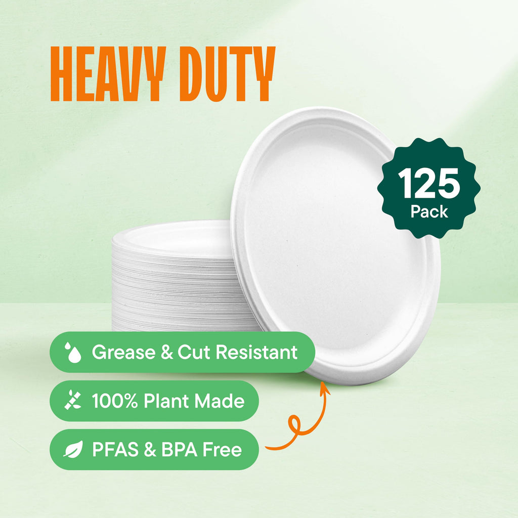 Compostable Heavy-Duty Paper Plates | Eco Dinnerware

