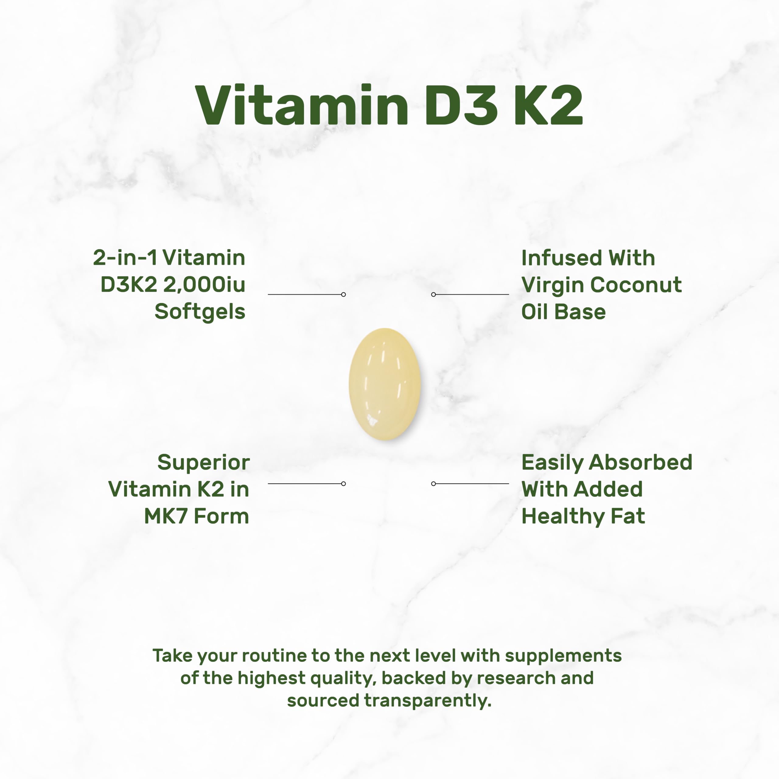 DEAL SUPPLEMENT Vitamin D & K Softgels | Coconut Oil

