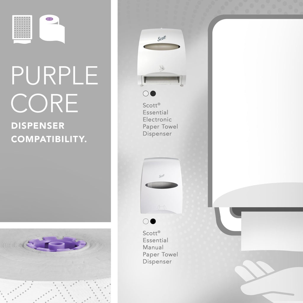 Scott Professional Hard Roll Towels - White | Purple Core Compatible

