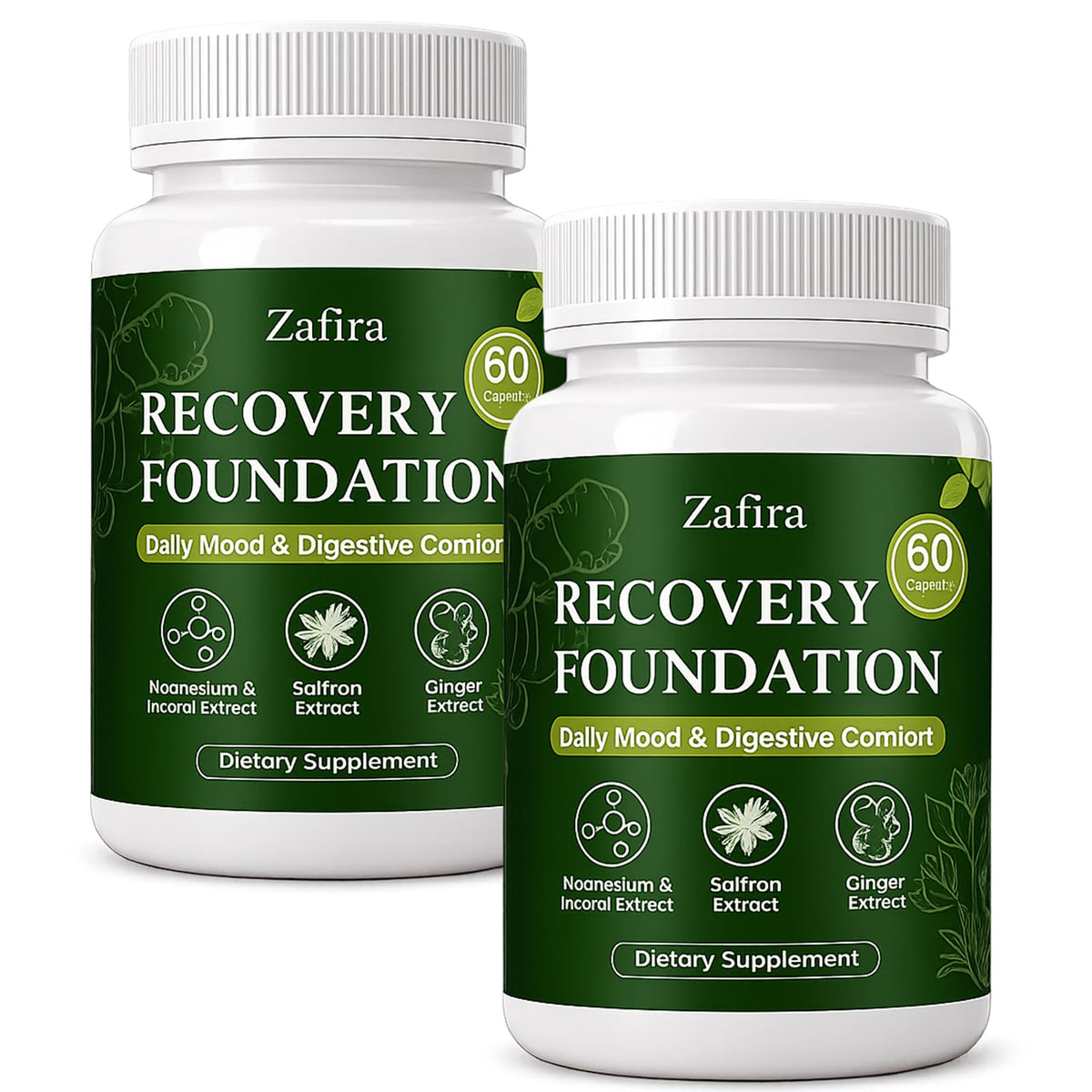 Zafira Recovery Foundation Capsules with Saffron & Myo-Inositol for Mood, Energy & Digestive Support