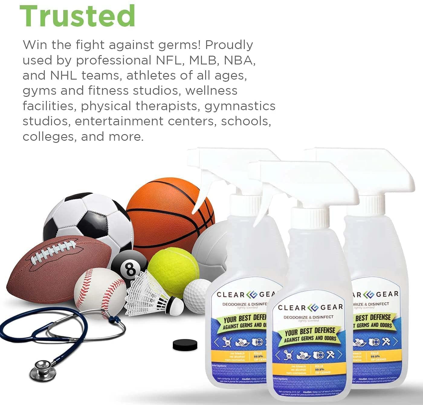 Clear Gear Disinfectant Spray for Sports Equipment

