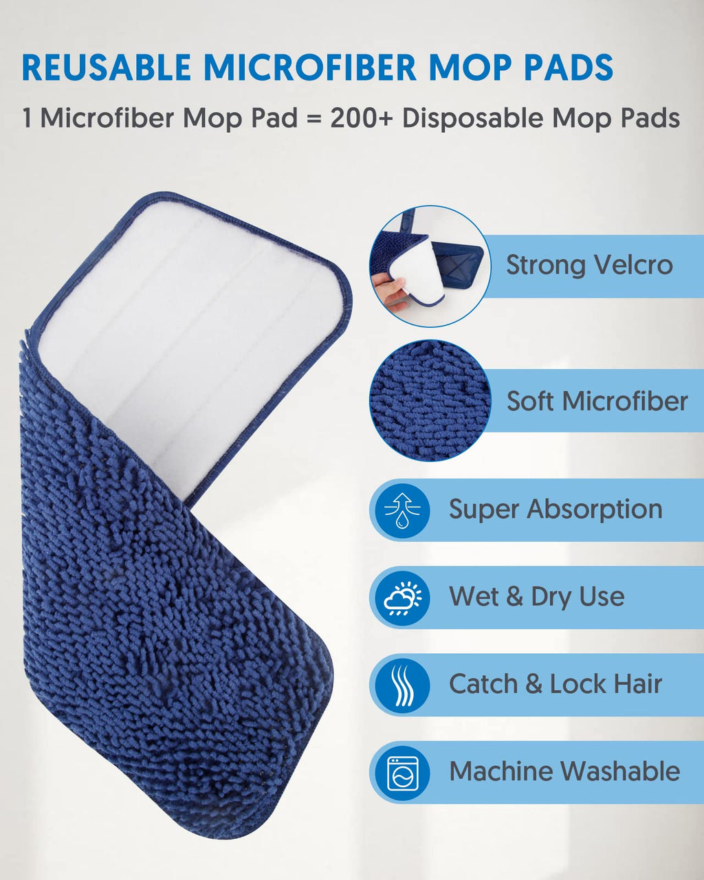 BPAWA Microfiber Flat Floor Mop with 4 Washable Pads

