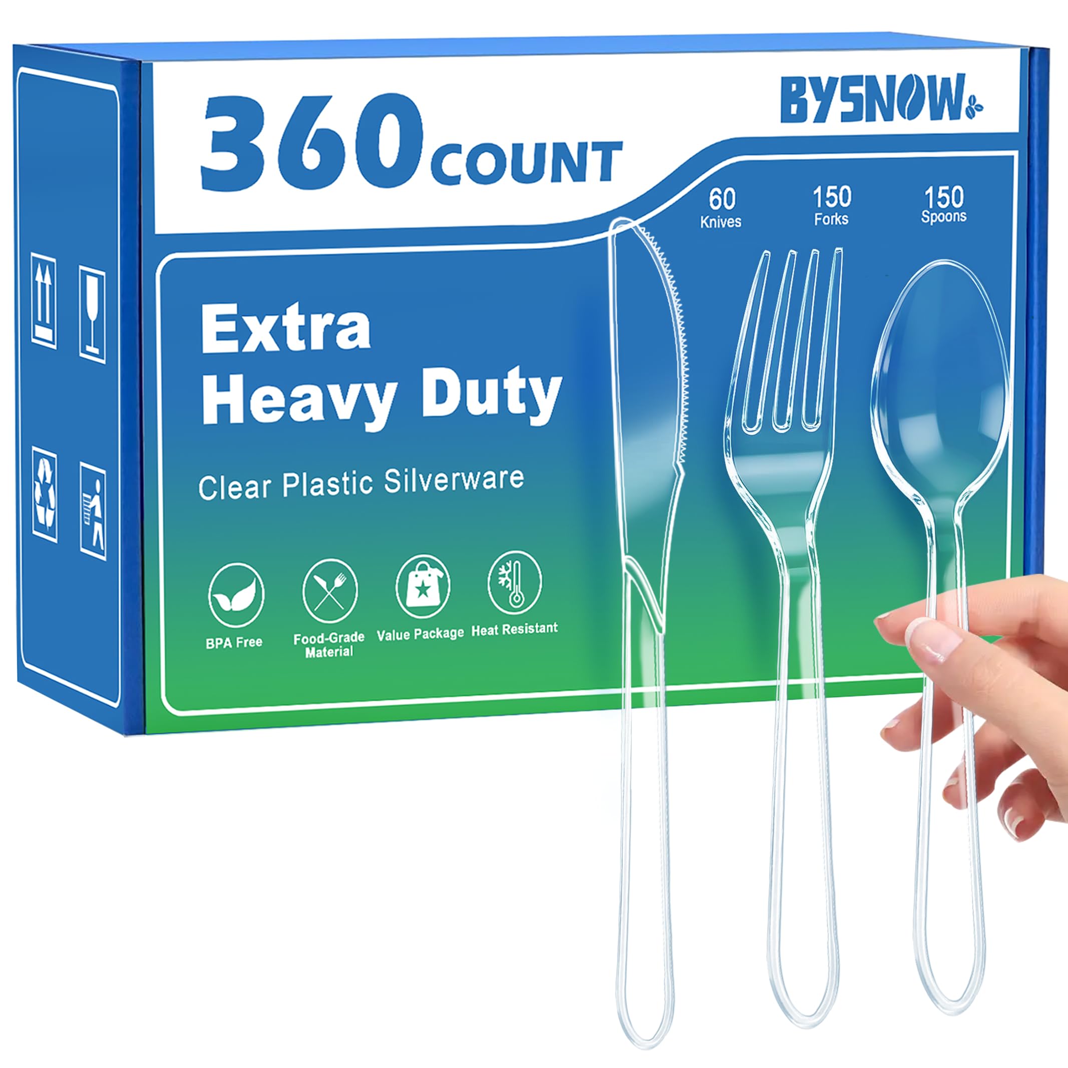 BYSNOW Disposable Plastic Cutlery Set BPA-Free

