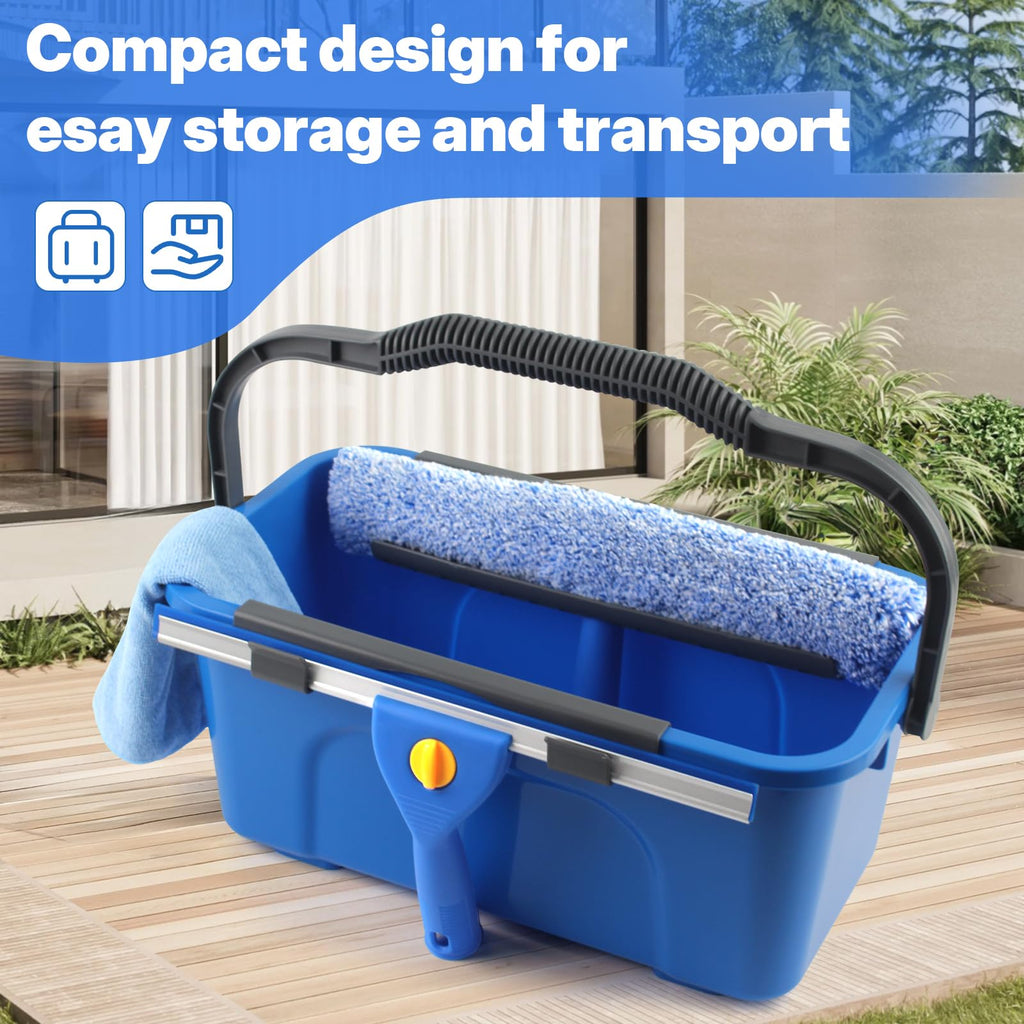 Window Cleaning Kit with Bucket and Interchangeable Heads

