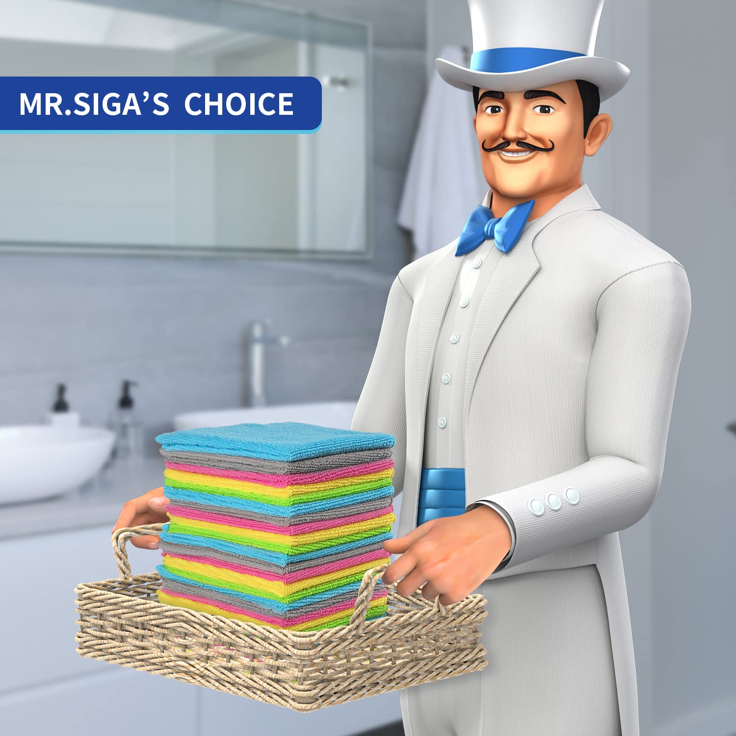 MR.SIGA Microfiber Cleaning Cloths for All-Purpose Cleaning

