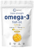 Micro Ingredients Omega-3 Fish Oil Softgels - Lemon Flavor, Triple Strength