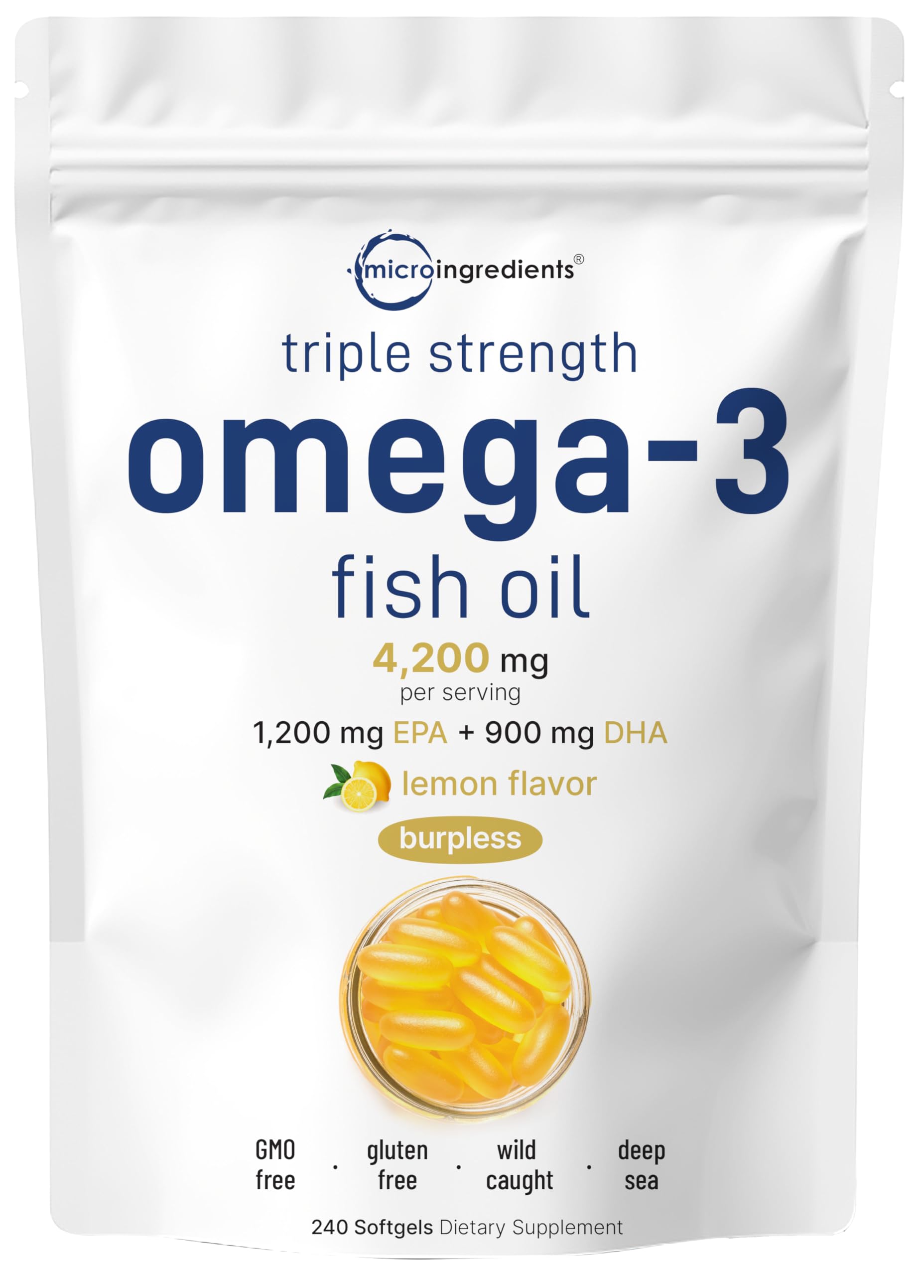 Micro Ingredients Omega-3 Fish Oil Softgels - Triple Strength

