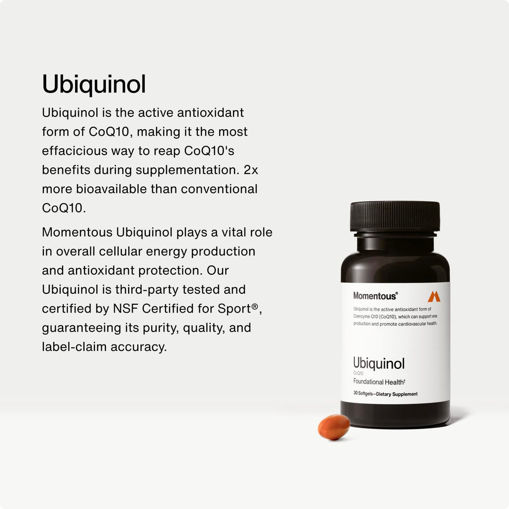 Momentous Ubiquinol CoQ10 Softgels - NSF Certified for Sport

