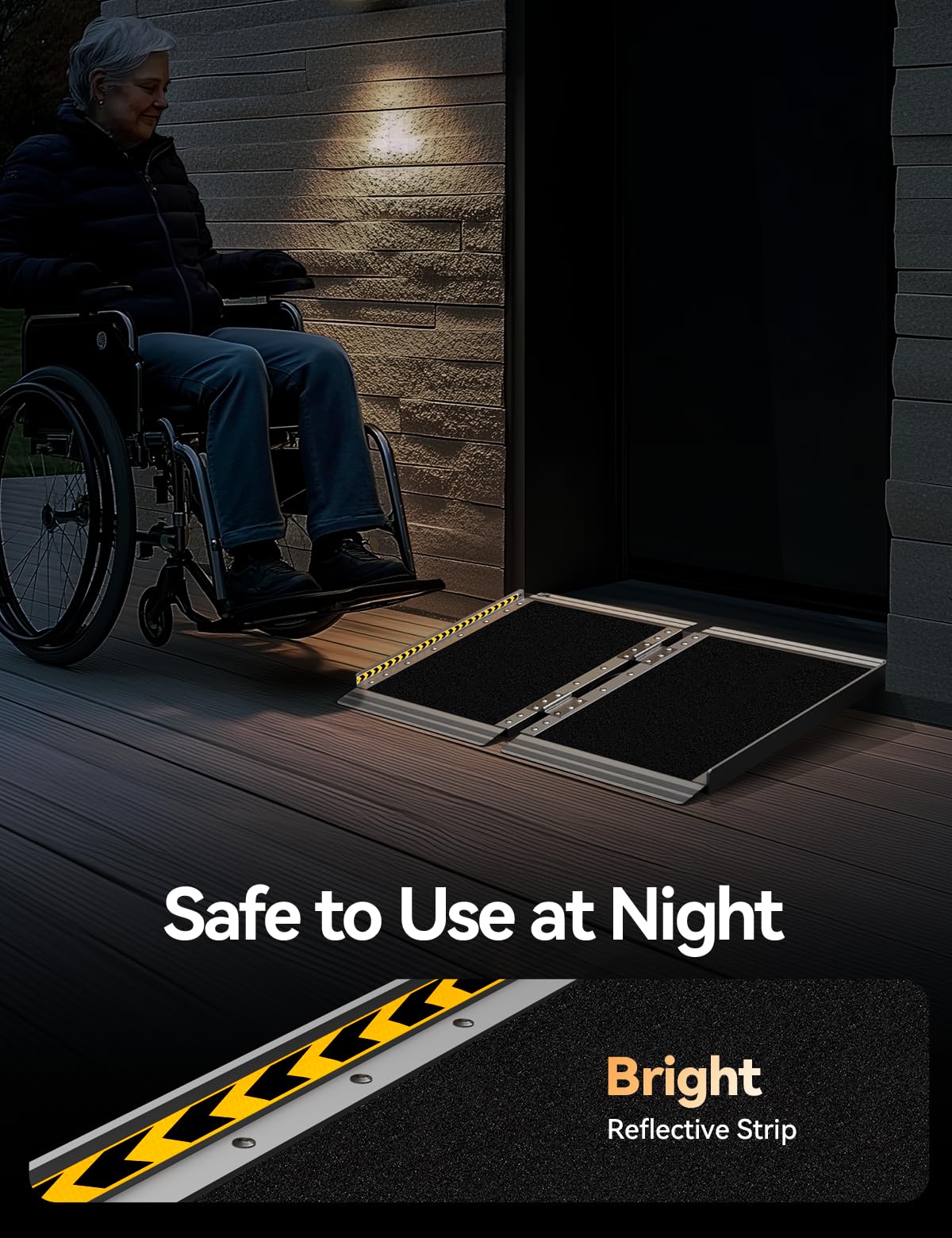 FACHNUO Portable Wheelchair Ramp - Folding Threshold Access

