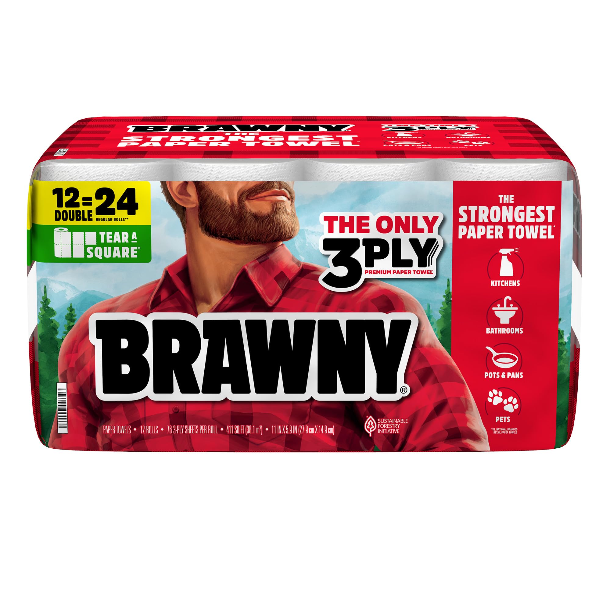 Brawny Tear-A-Square 3-Ply Paper Towels