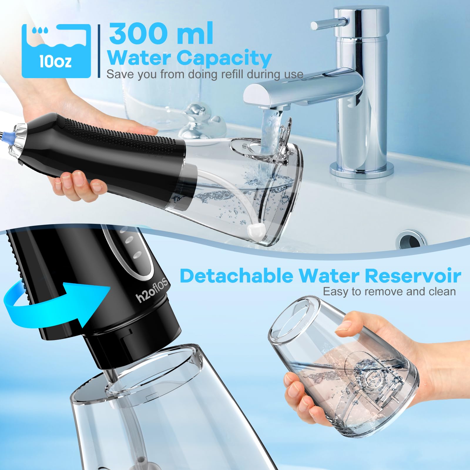H2ofloss Water Dental Flosser - Portable Oral Irrigator | 5 Modes


