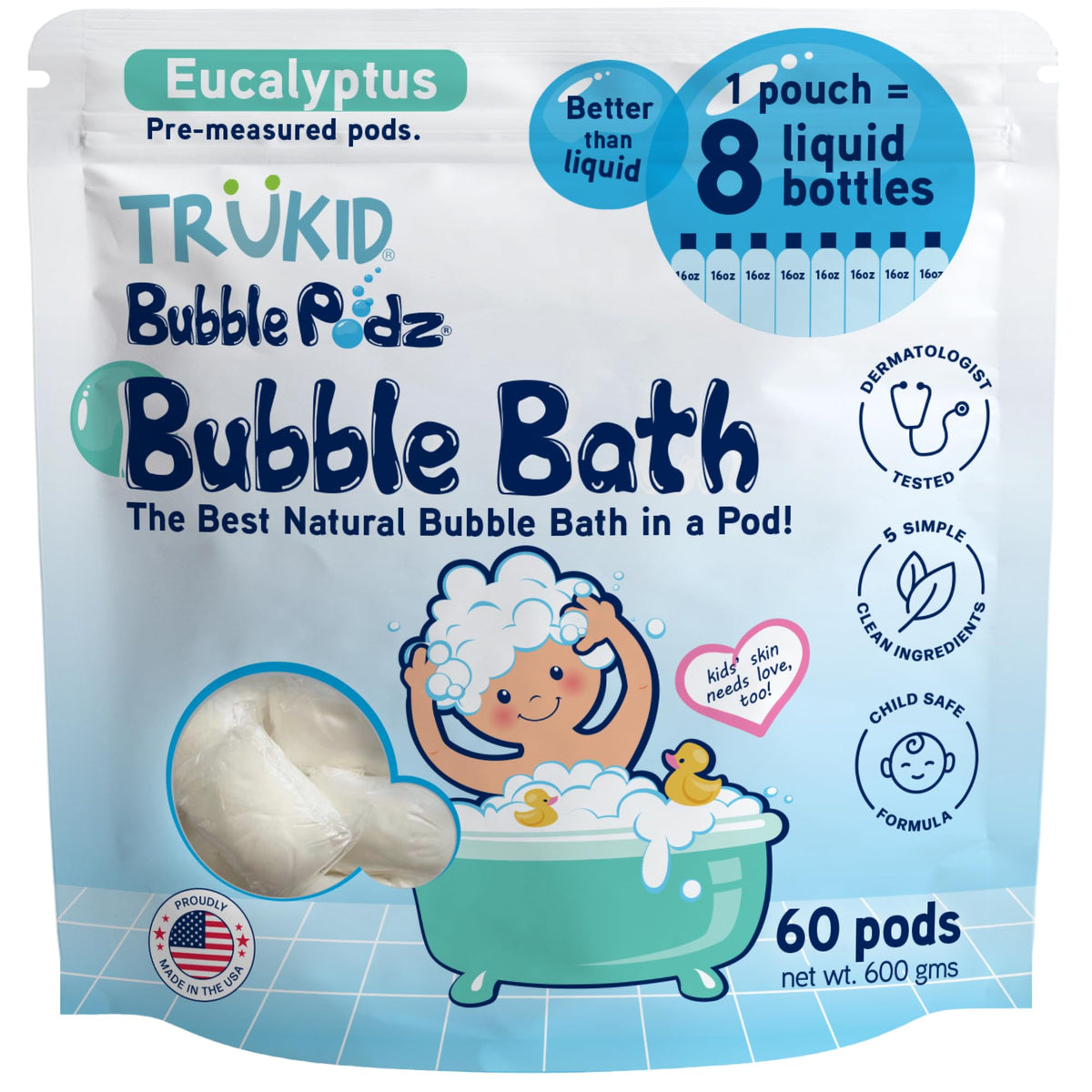 TruKid Bubble Podz Bubble Bath for Kids NEA-Accepted for Eczema