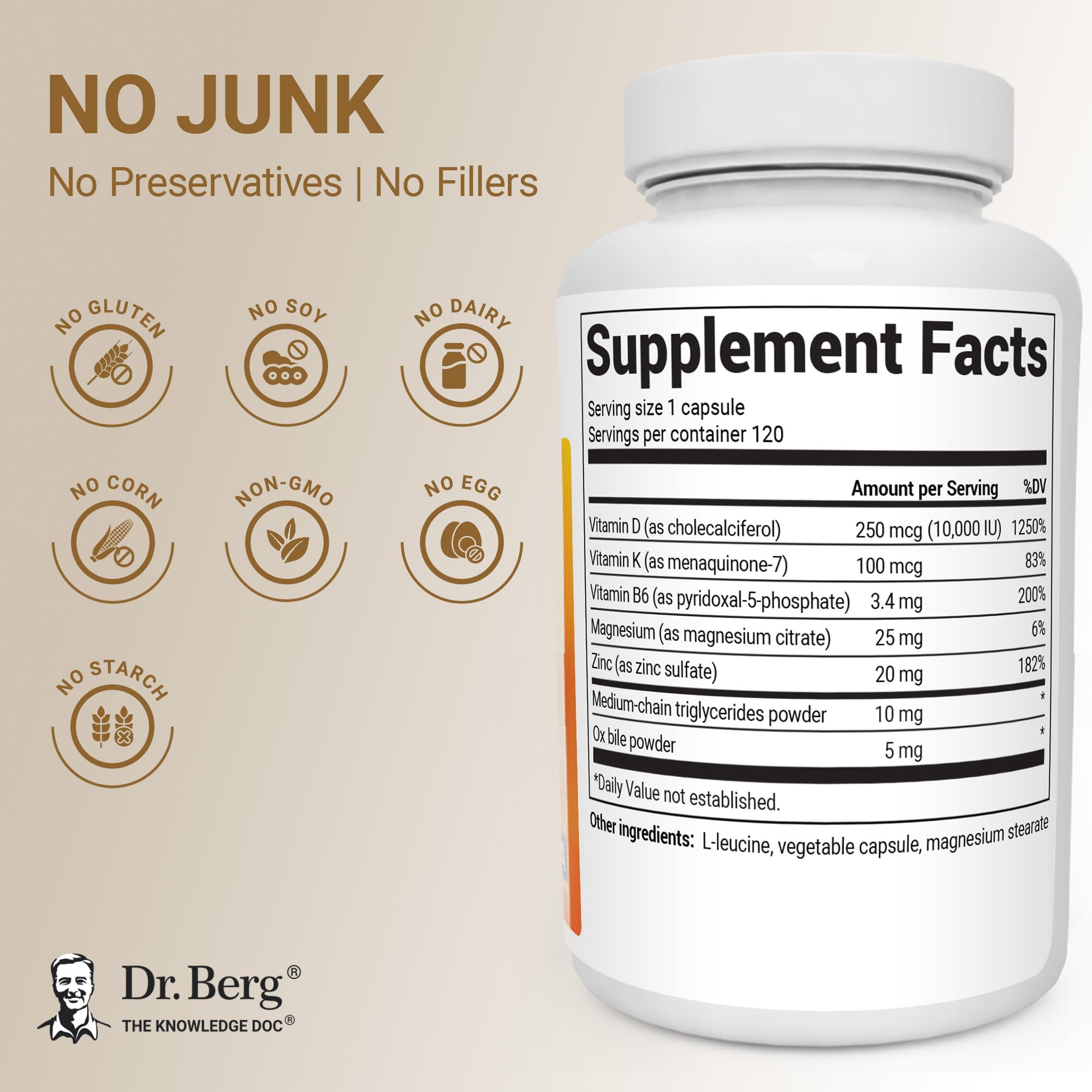 Dr. Berg Vitamin D3 K2 Maximum Strength 7-in-1

