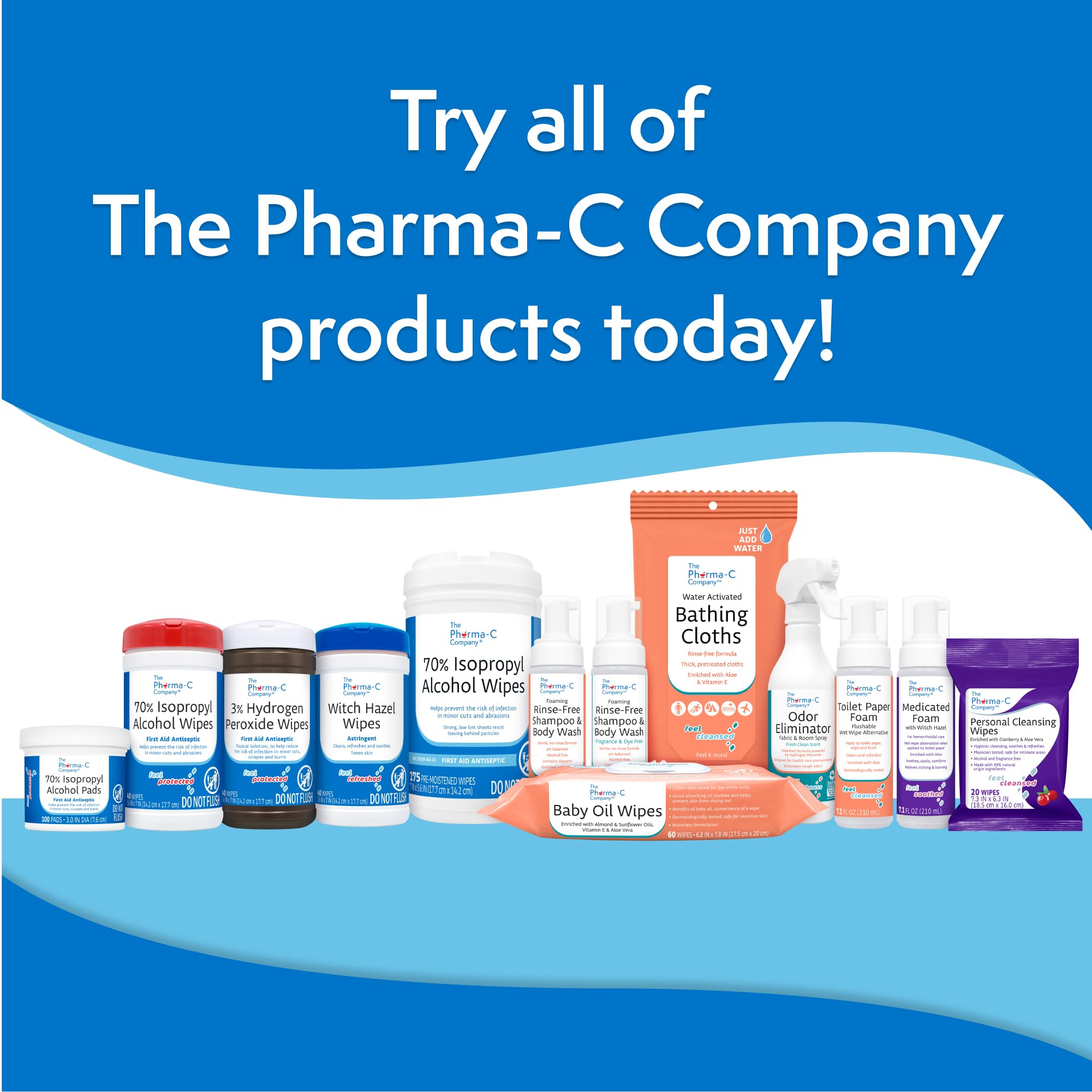 Pharma-C 70% Isopropyl Alcohol Wipes | Antiseptic Wound Care

