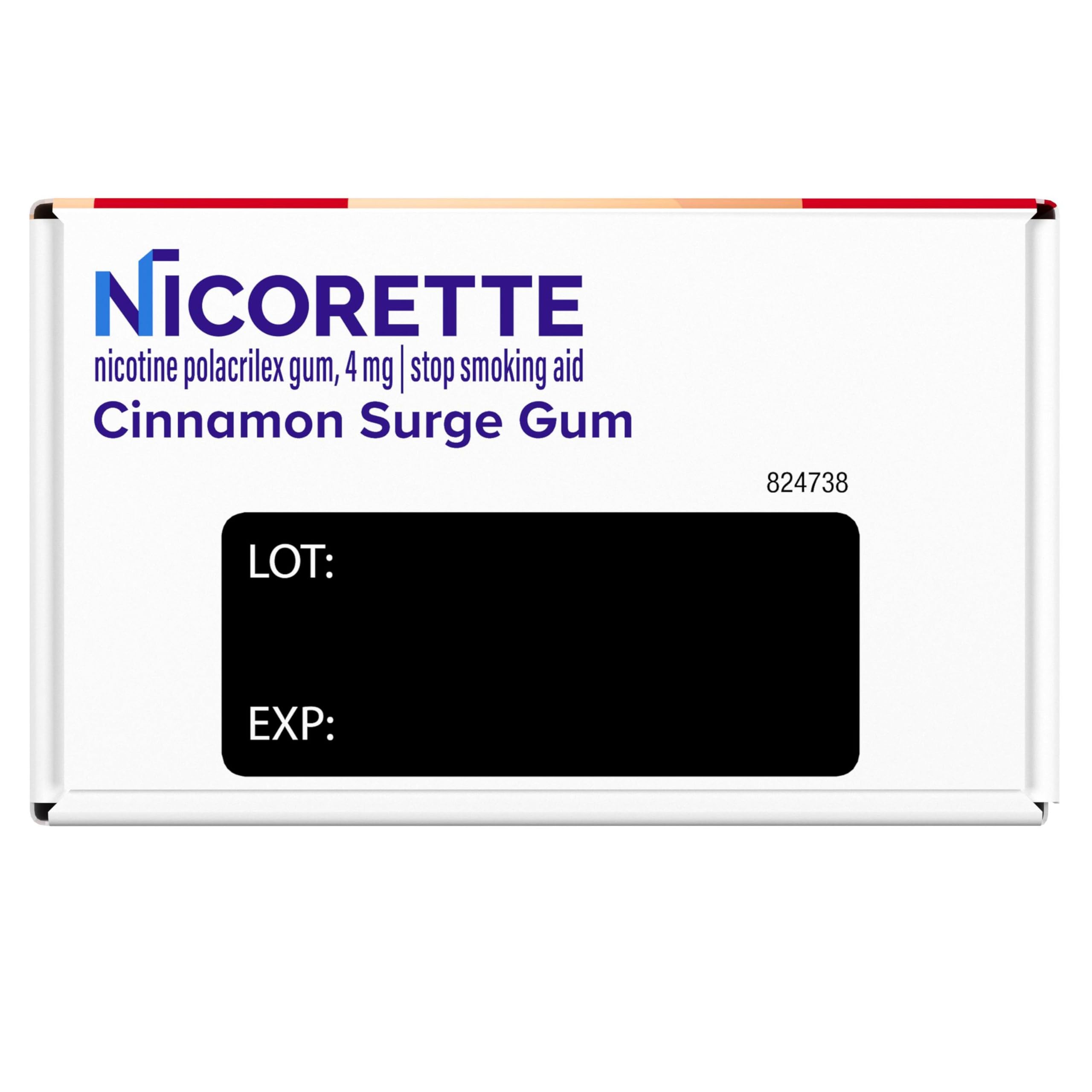 Nicorette 4 mg Cinnamon Surge Nicotine Gum Stop Smoking Aid

