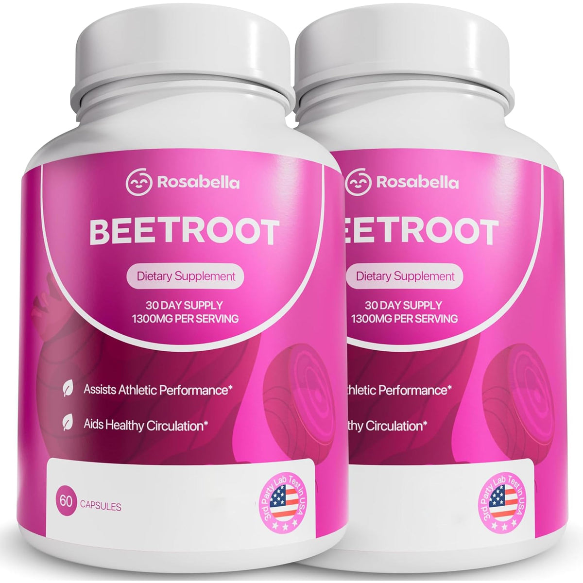 Rosabella Organic Beet Root Capsules - 1300mg Beet Root Powder Supplement, Non-GMO