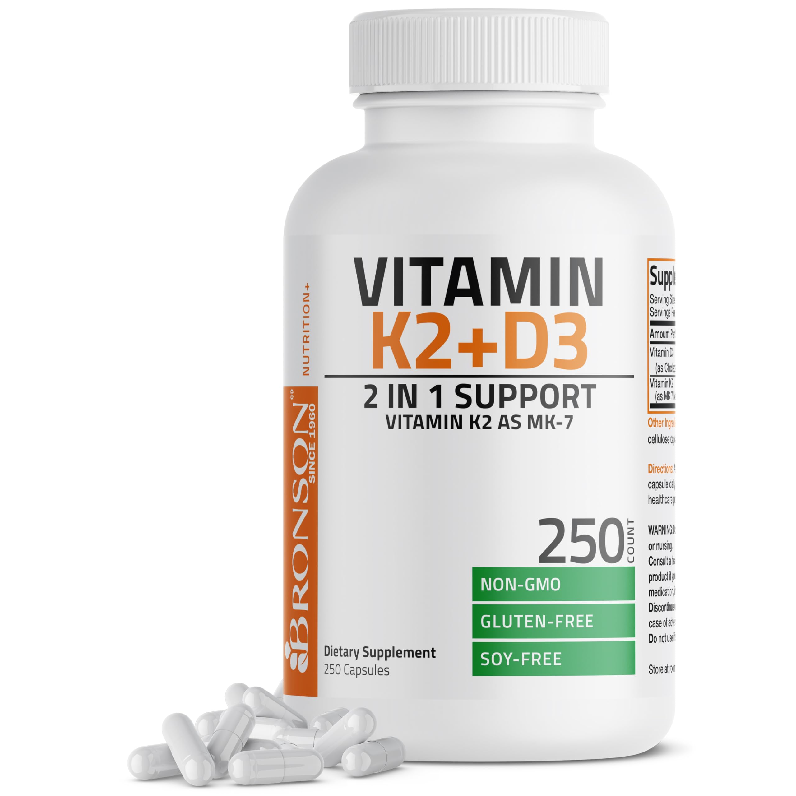 Bronson Vitamin K2 D3 MK-7 2-in-1 Supplement for Bone Health

