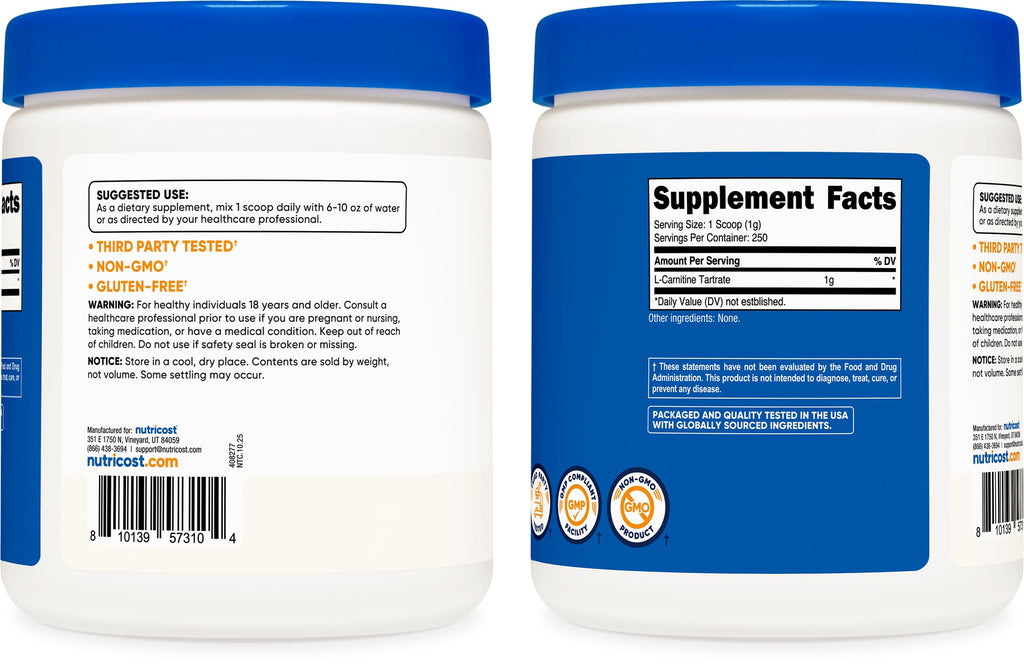Nutricost L-Carnitine Tartrate Powder - Premium Supplement

