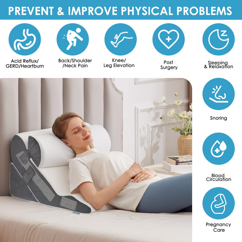 MEGCXIT Bed Wedge Pillow for Sleep Apnea – 23.6-Inch Wide Triangle Wedge

