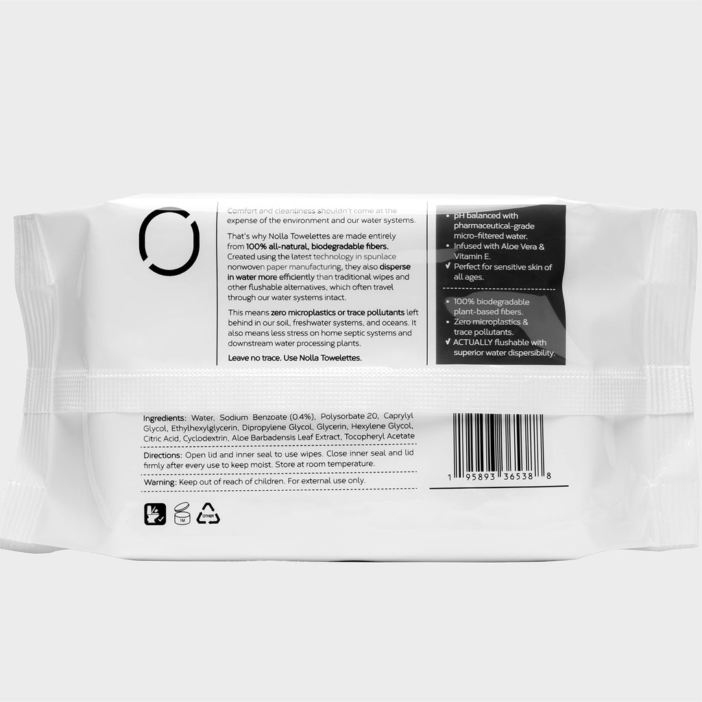 Nolla Flushable Wipes | Plant-Based Biodegradable Wet Wipes


