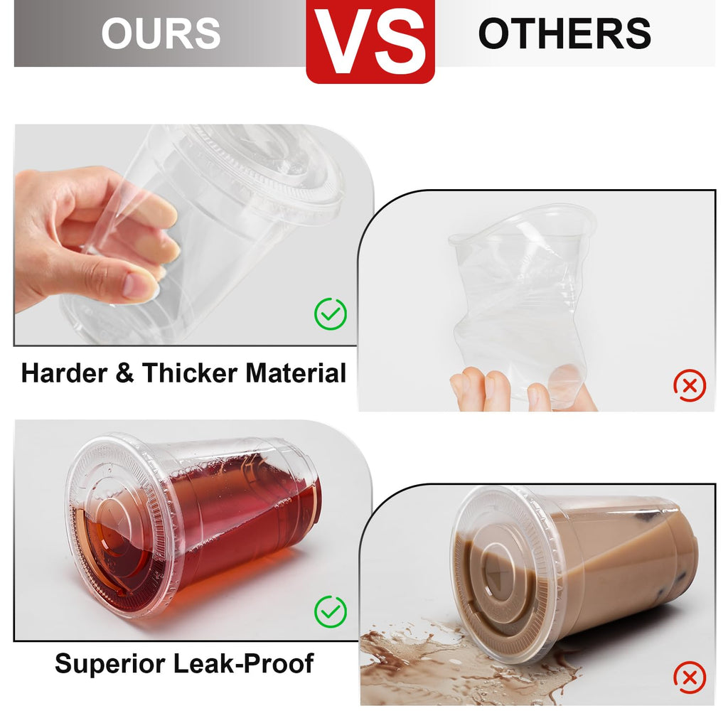 Clear Plastic Cups with Lids and Straws - BPA-Free

