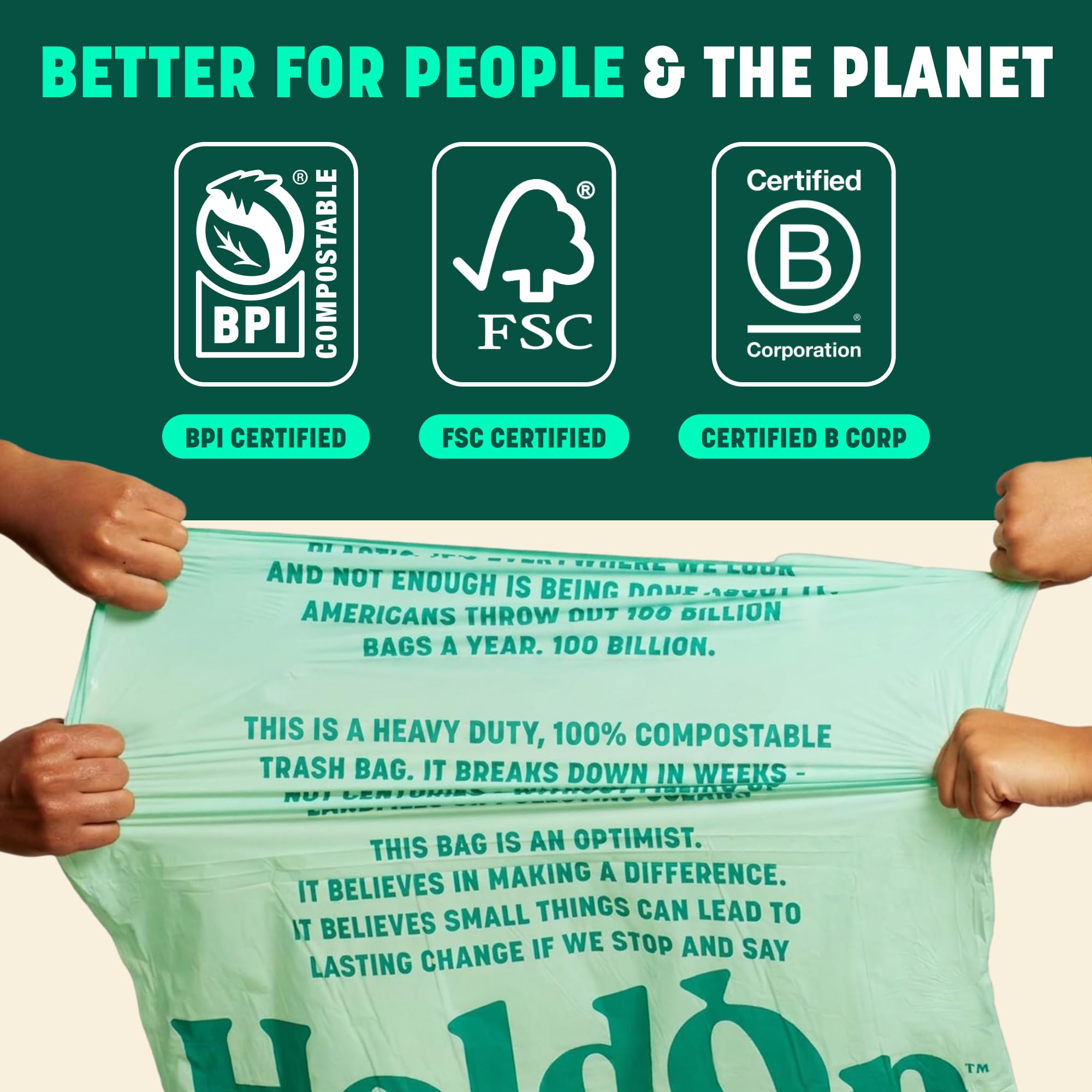 HoldOn Compostable Kitchen Bags | Leakproof Plant-Based

