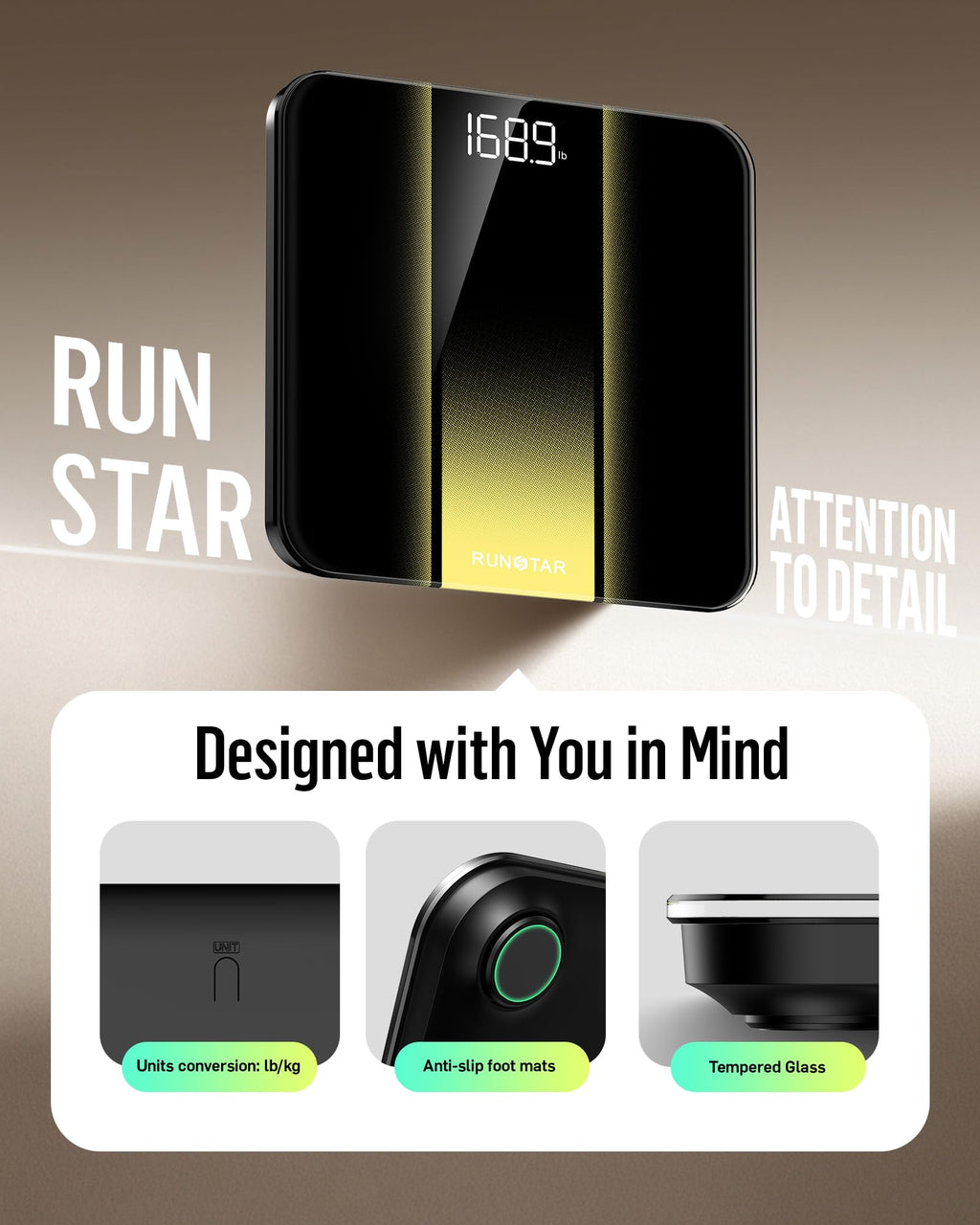 RunStar Digital Bathroom Scale with LED Display 400 lb


