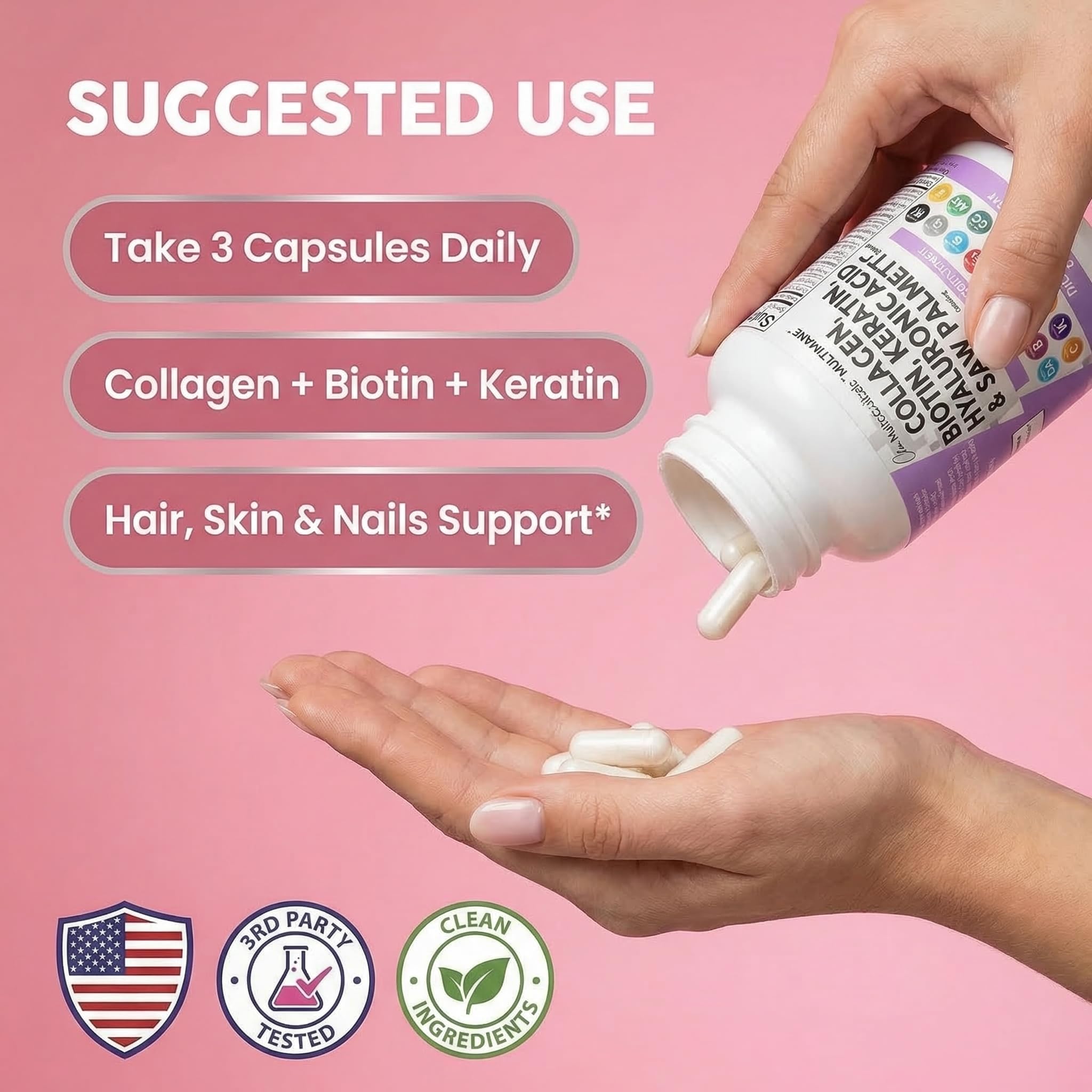 Clean Nutraceuticals Collagen Pills for Hair Skin Nails

