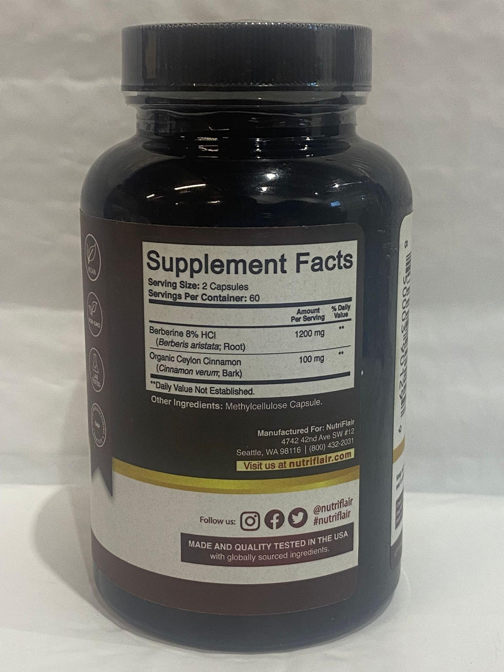 NutriFlair Berberine HCl with Cinnamon Capsules

