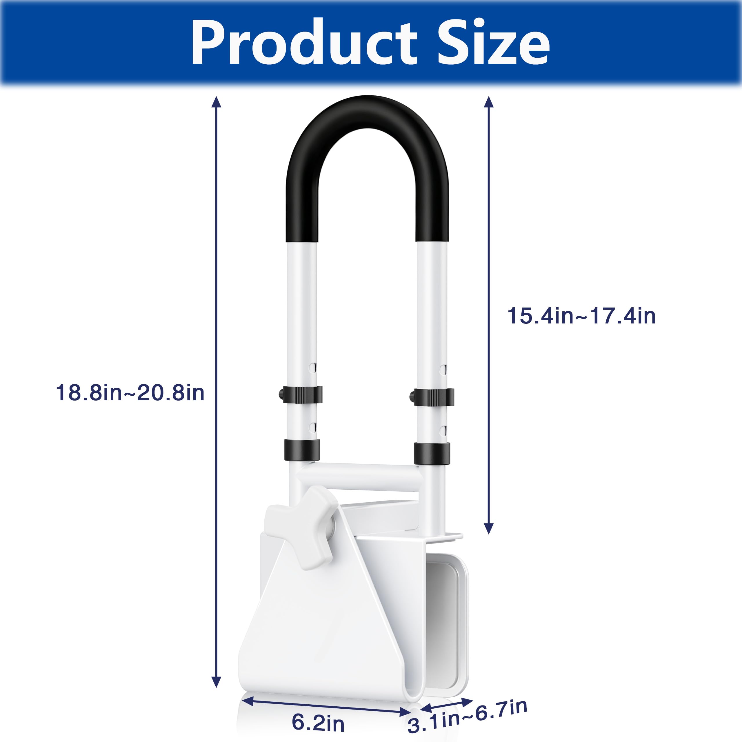 Bathtub Safety Rail Grab Bar with Non-Slip Grip for Seniors

