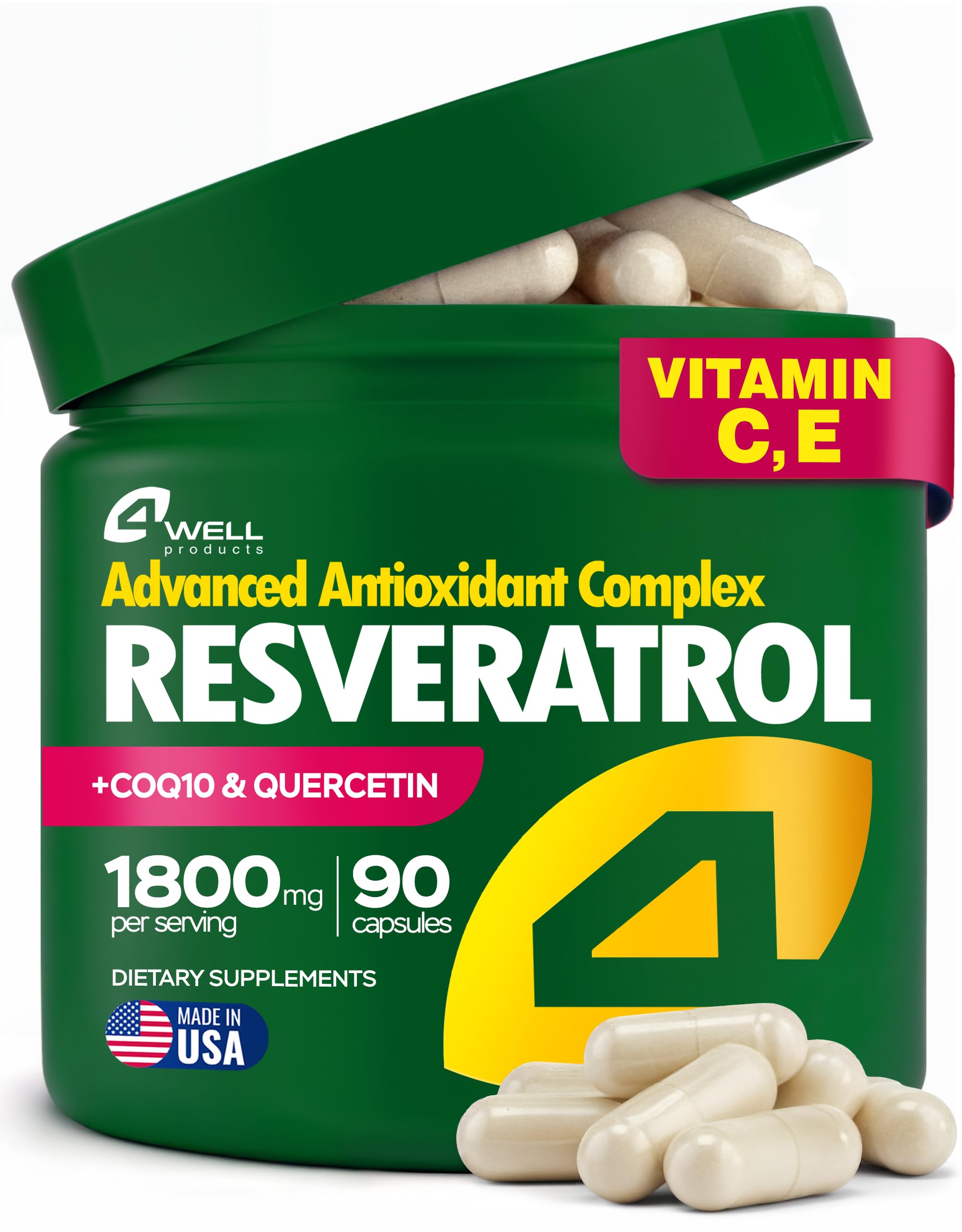 Resveratrol 1800mg Complex Antioxidant for Heart Health

