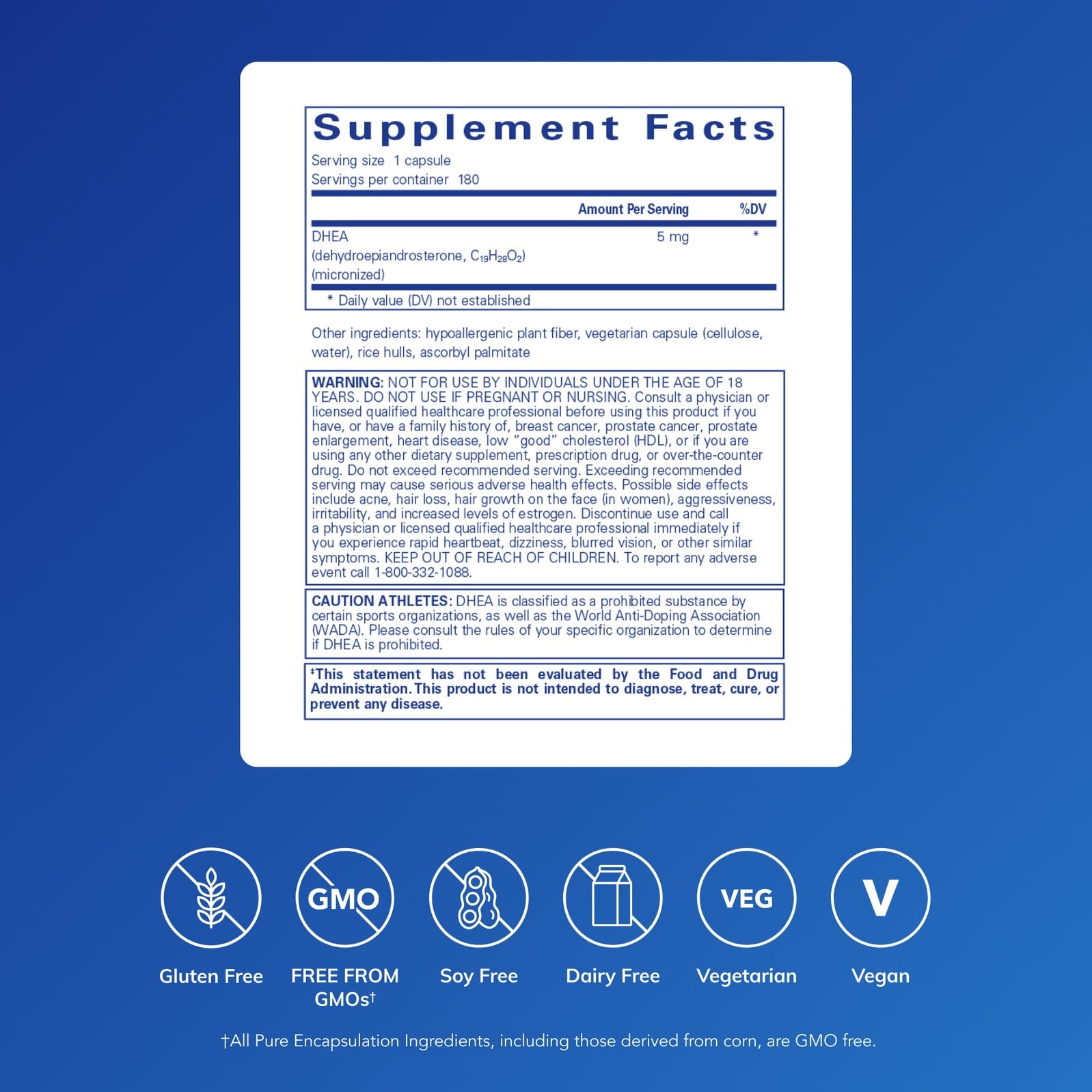 Pure Encapsulations DHEA Supplement for Immune Balance


