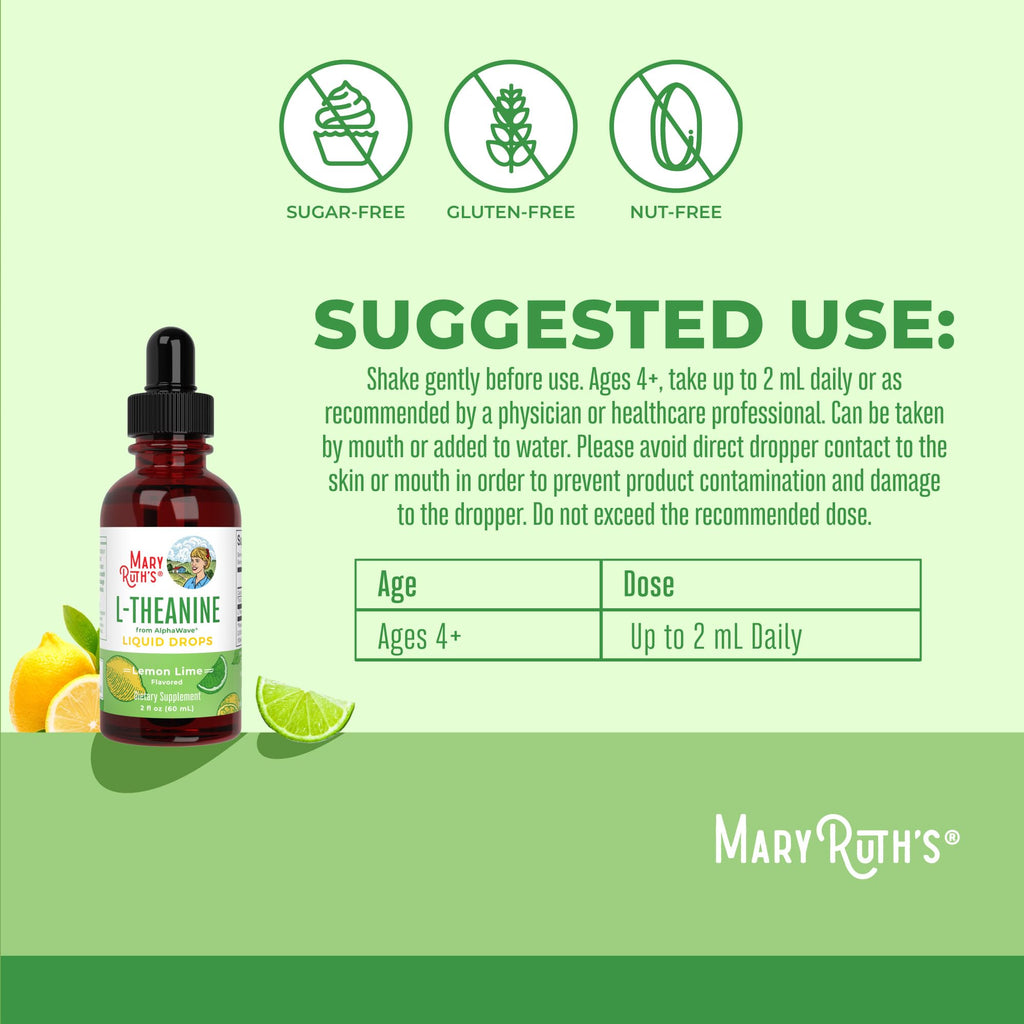 MaryRuth's L-Theanine Liquid Drops 200 mg | Mood Support

