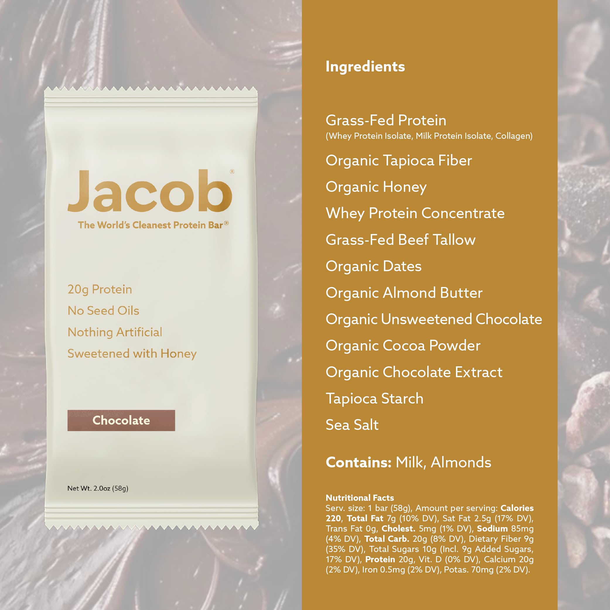 Protein Bars by Jacob Bar | Grass-Fed 20g Protein

