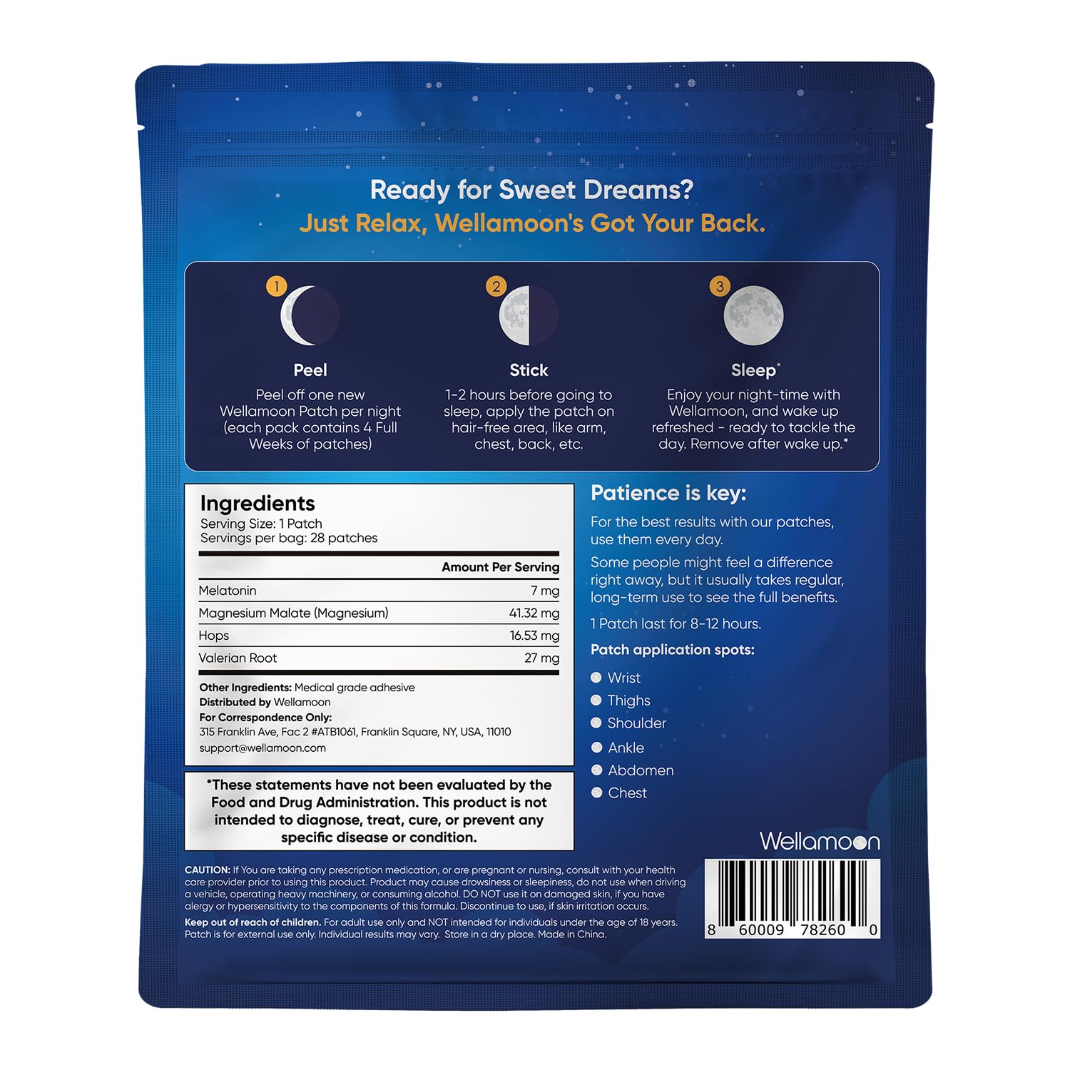 Wellamoon Sleep Patches for Adults – Melatonin & Valerian

