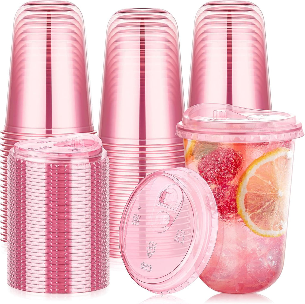 KesaPlan Disposable PET Cups with Sip Lids