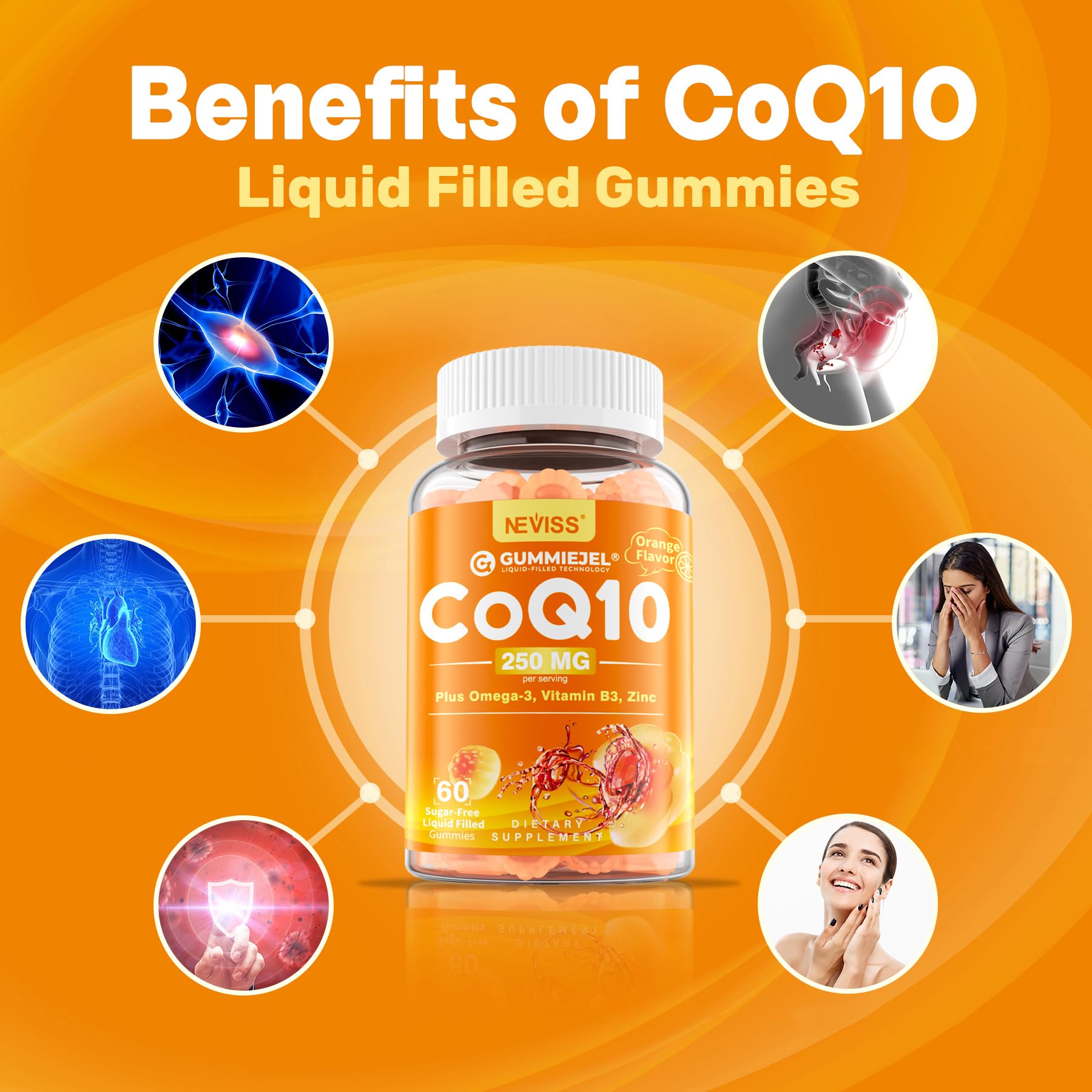 NEVISS CoQ10 Gummies with Omega-3 for Heart Health | Vegan

