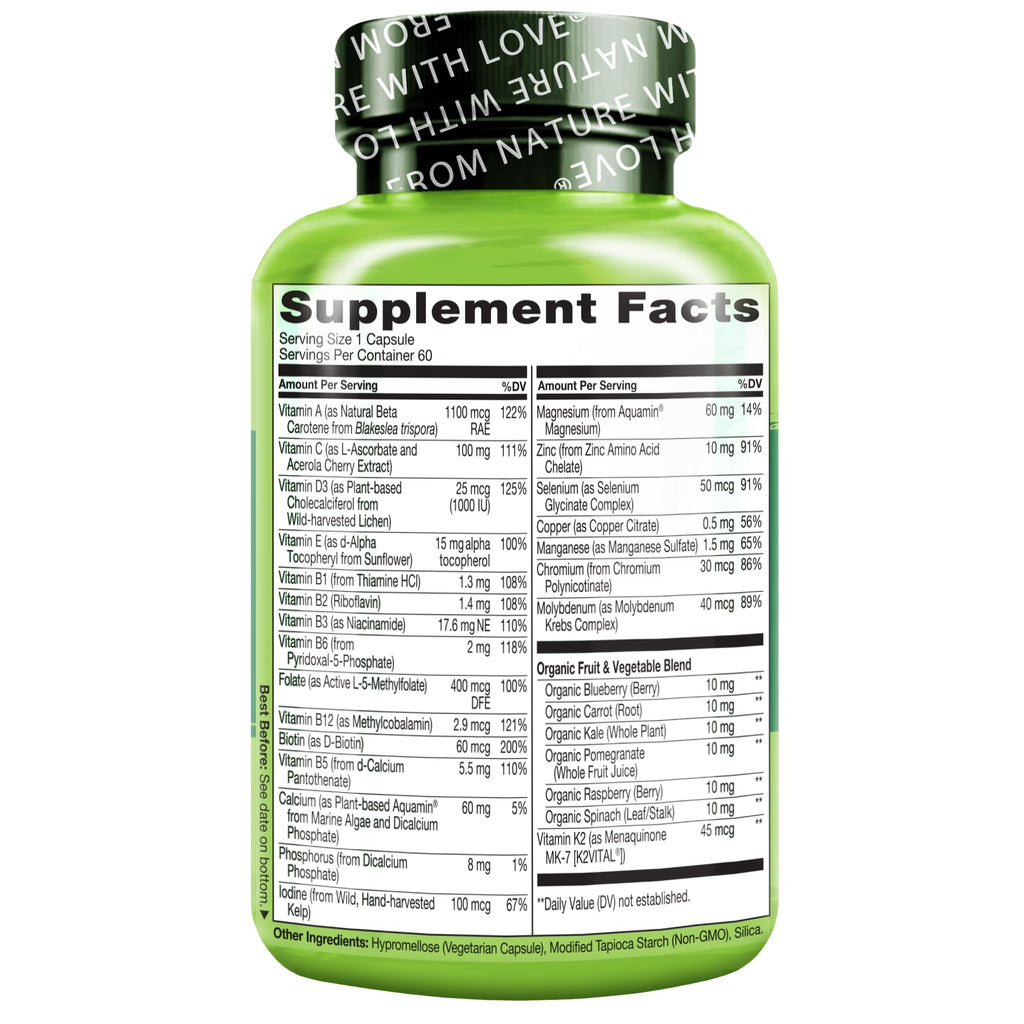 Naturelo Men’s Multivitamin 50+ Plant-Based | Non-GMO

