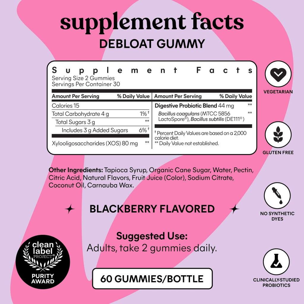 Lemme Debloat Probiotic Gummies with Prebiotic


