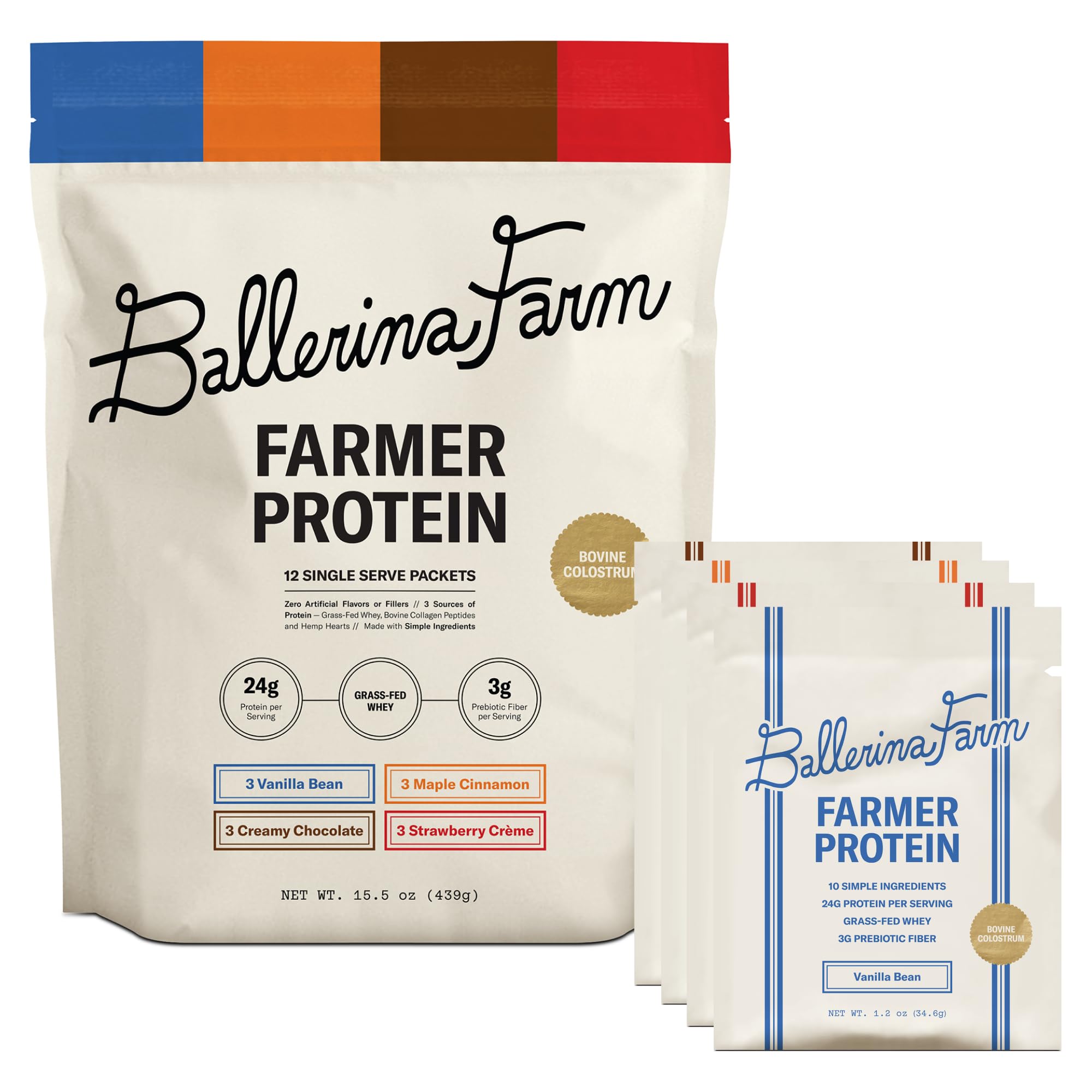 Ballerina Farm Grass-Fed Whey Protein Powder with Collagen, Colostrum & Hemp Hearts