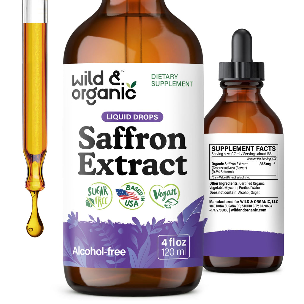 Wild & Organic Saffron Liquid Drops for Mood & Focus


